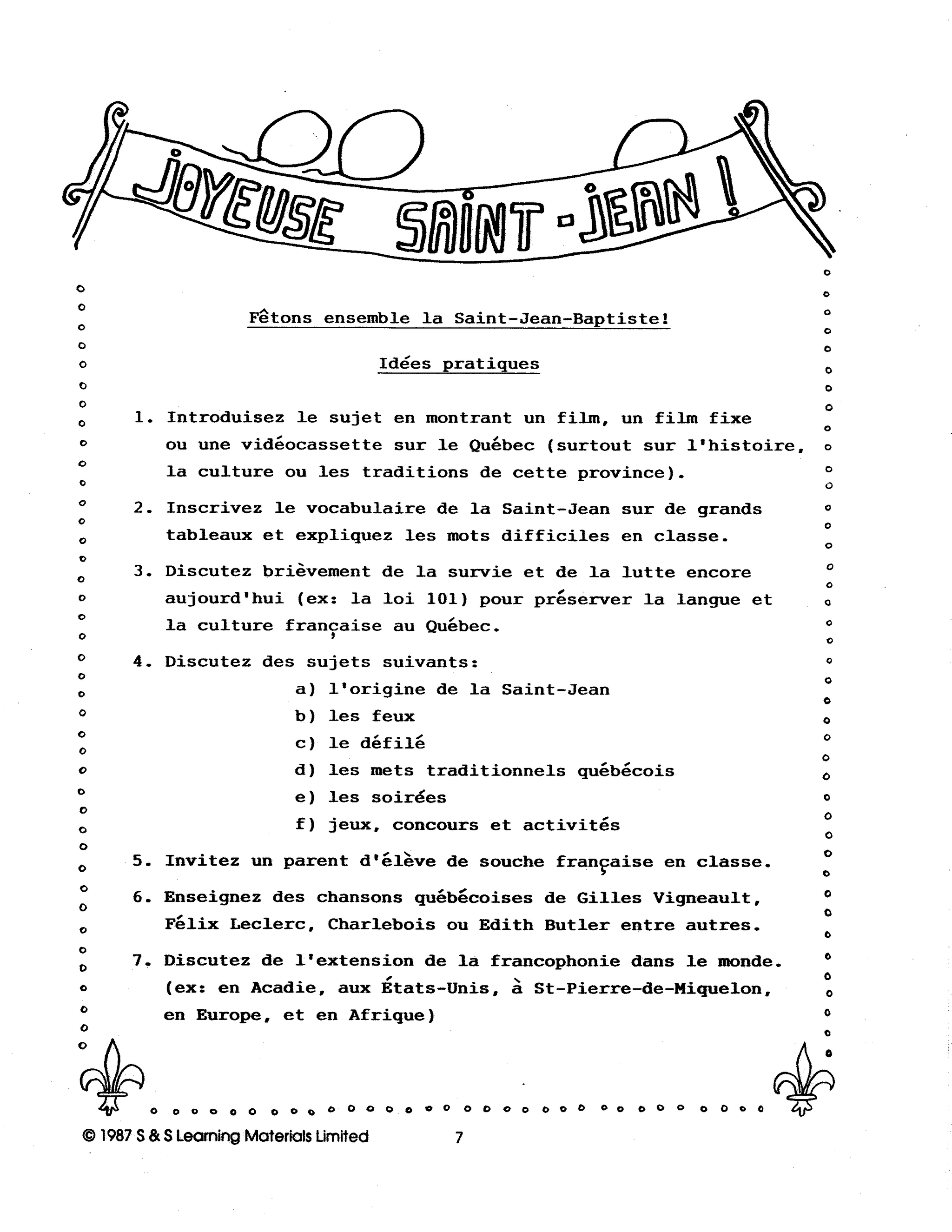 Fêtons ensemble la Saint-Jean-Baptiste! 4e à 6e année