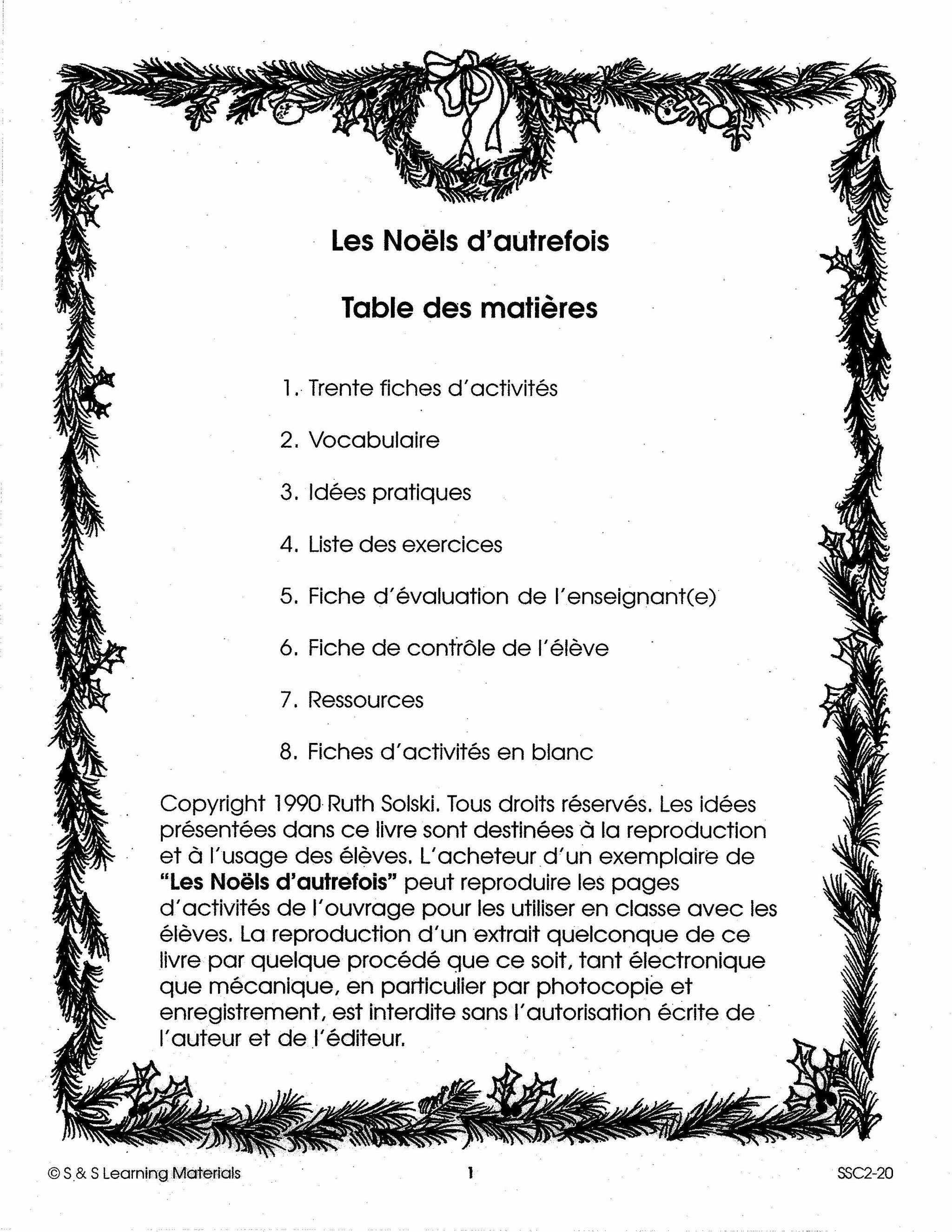 Les Noëls d'autrefois 4e à 7e année