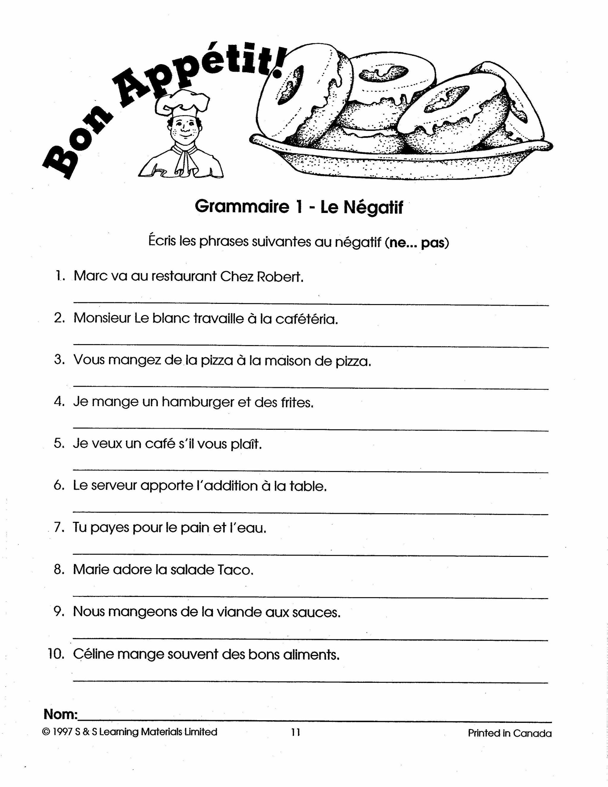 Bon appétit! 7e à 8e année