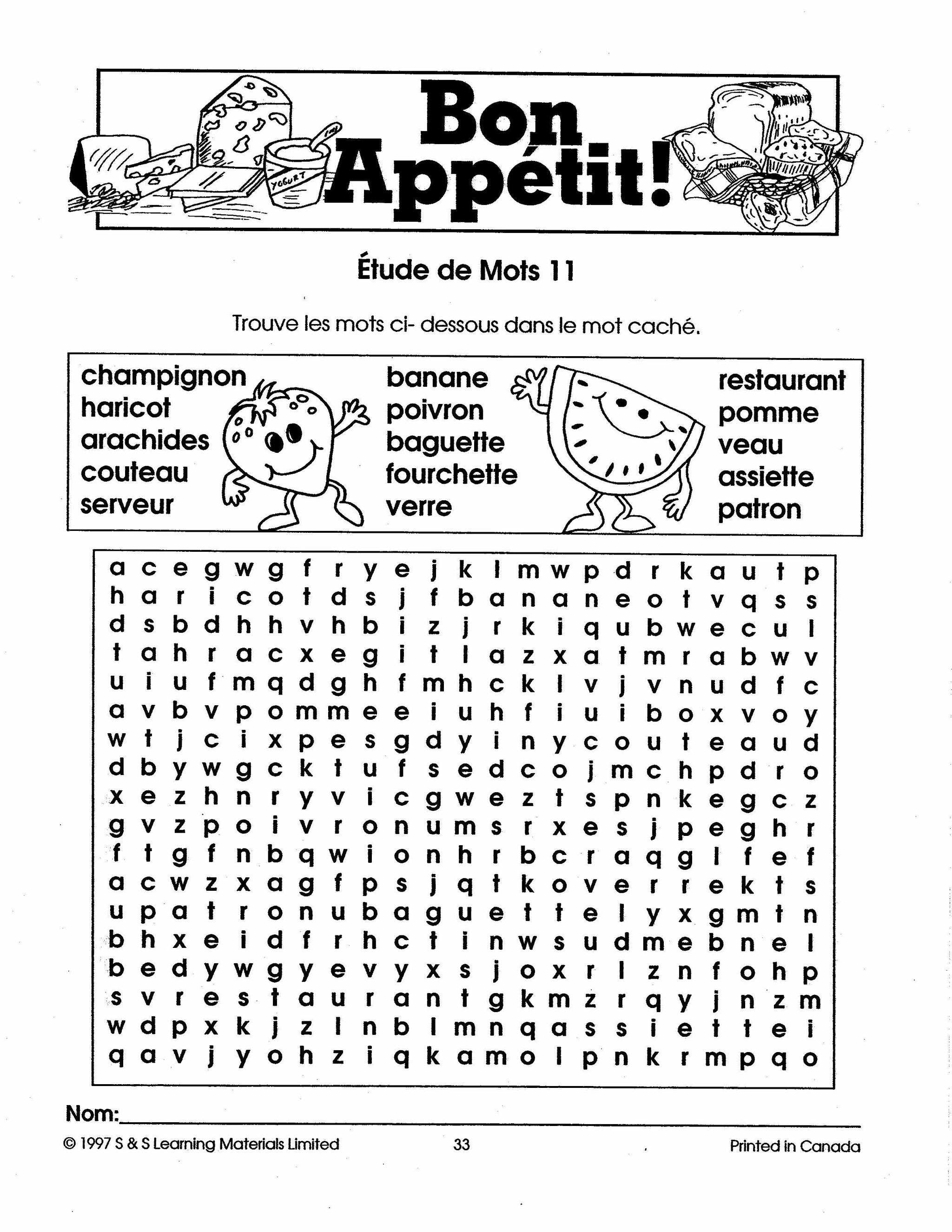 Bon appétit! 7e à 8e année