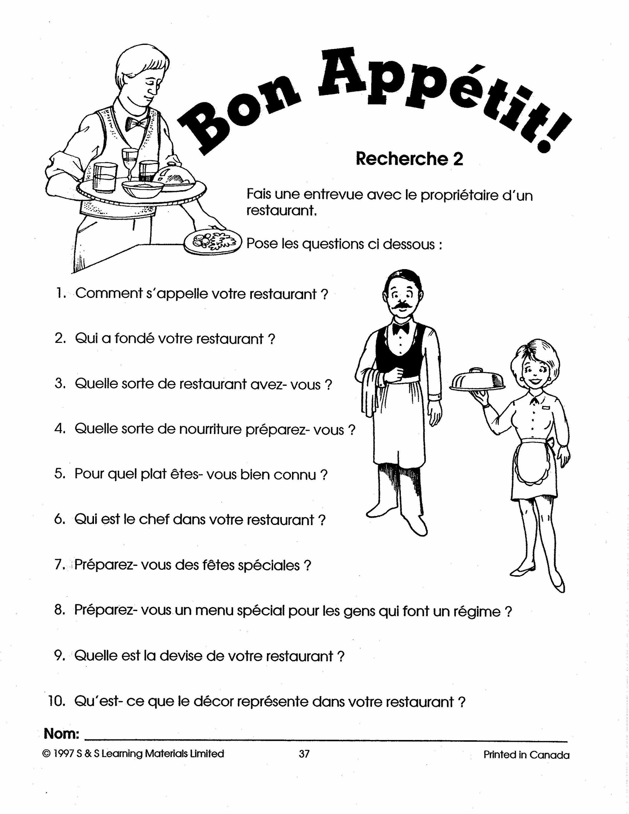 Bon appétit! 7e à 8e année