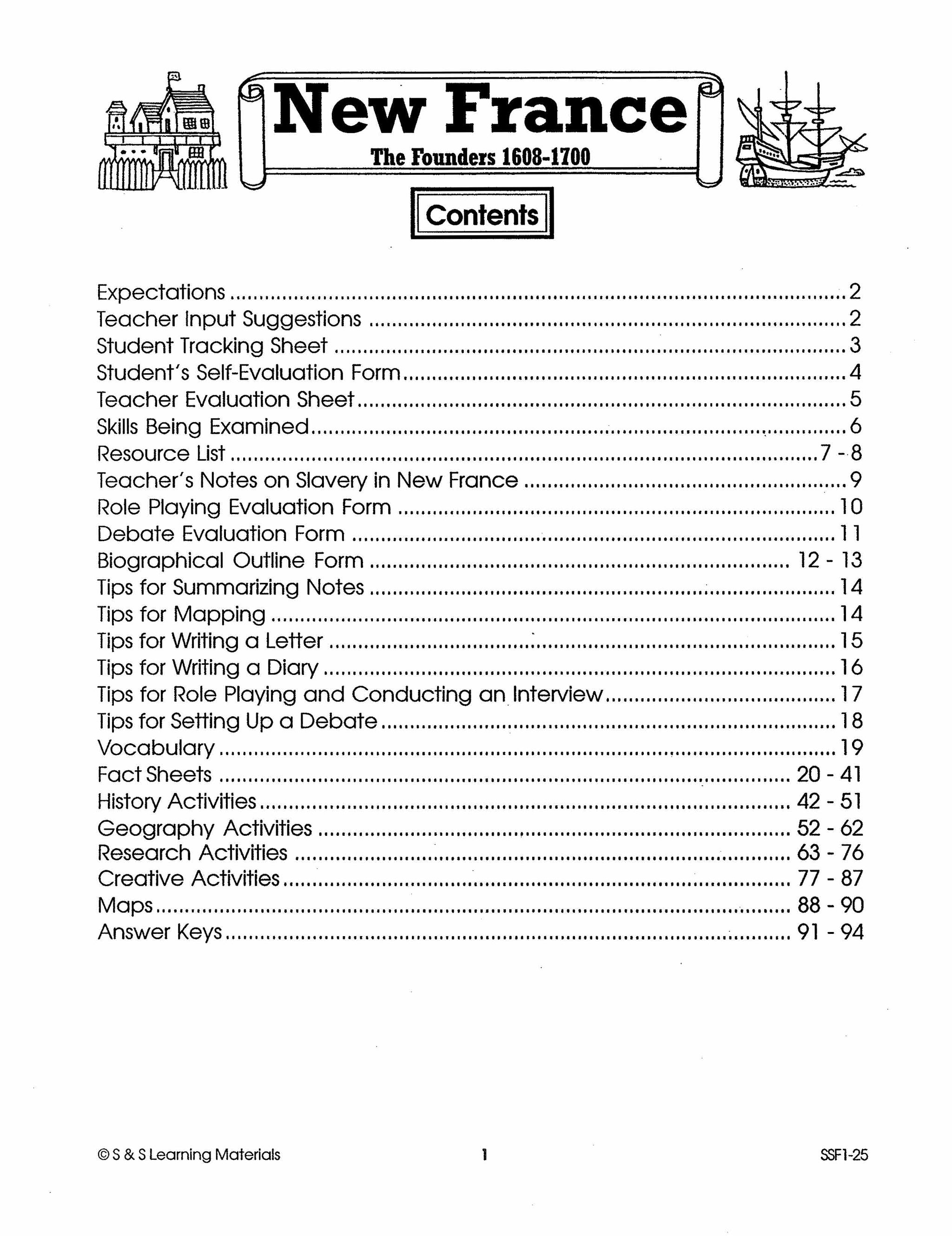 New France Part I: The Founders 1608-1700 Grades 7-8