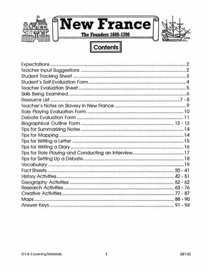 New France Part I: The Founders 1608-1700 Grades 7-8