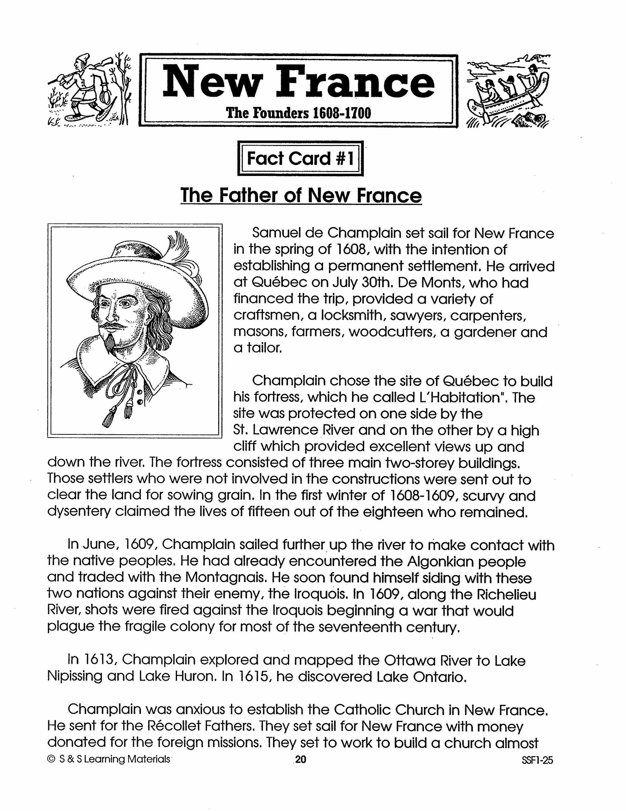 New France Part I: The Founders 1608-1700 Grades 7-8