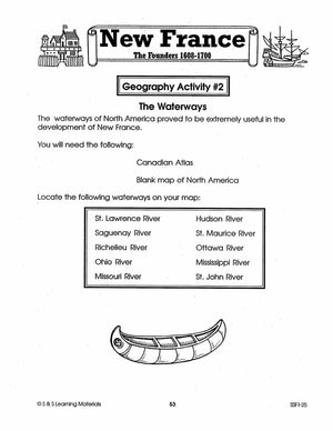 New France Part I: The Founders 1608-1700 Grades 7-8