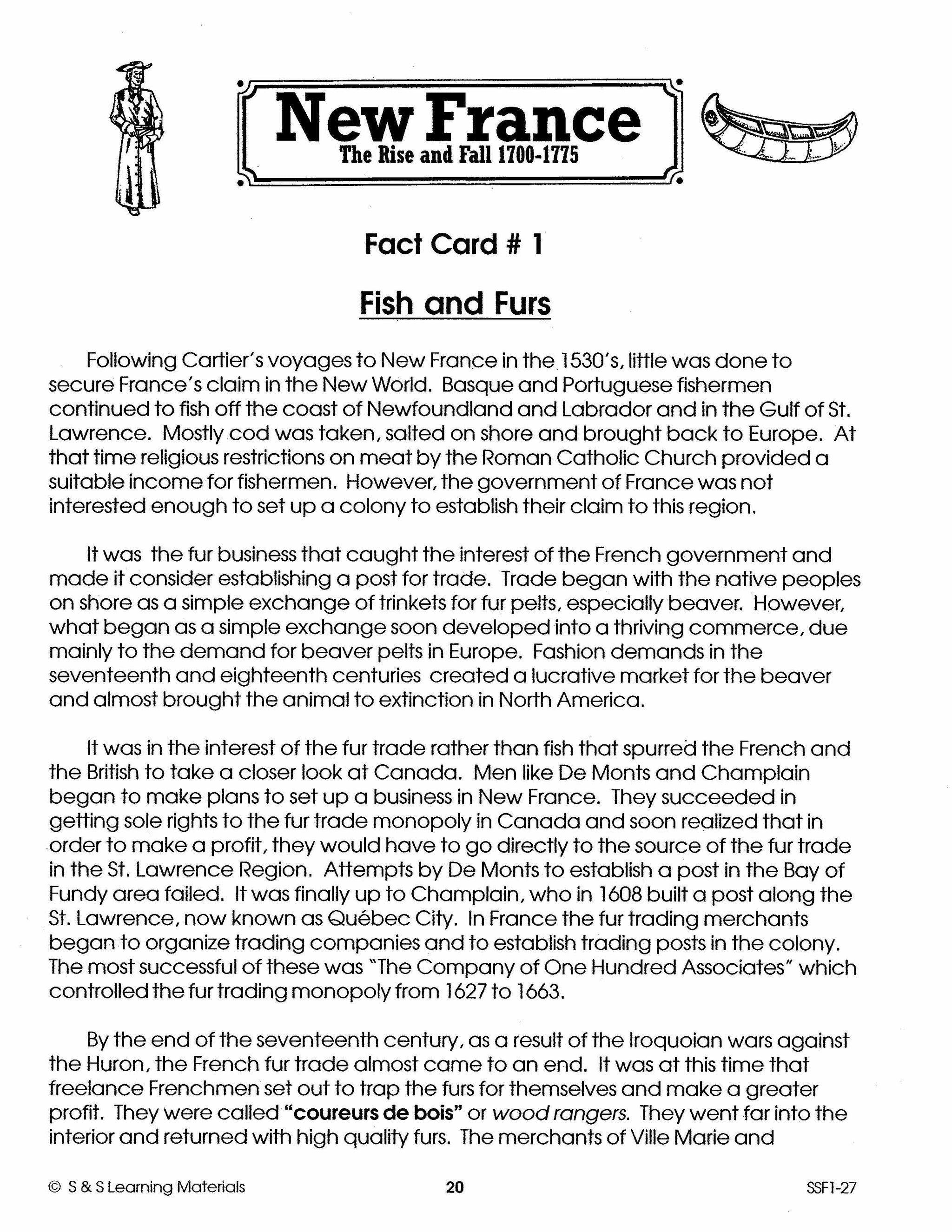 New France Part II: The Rise & Fall 1700-1775 Grades 7-8