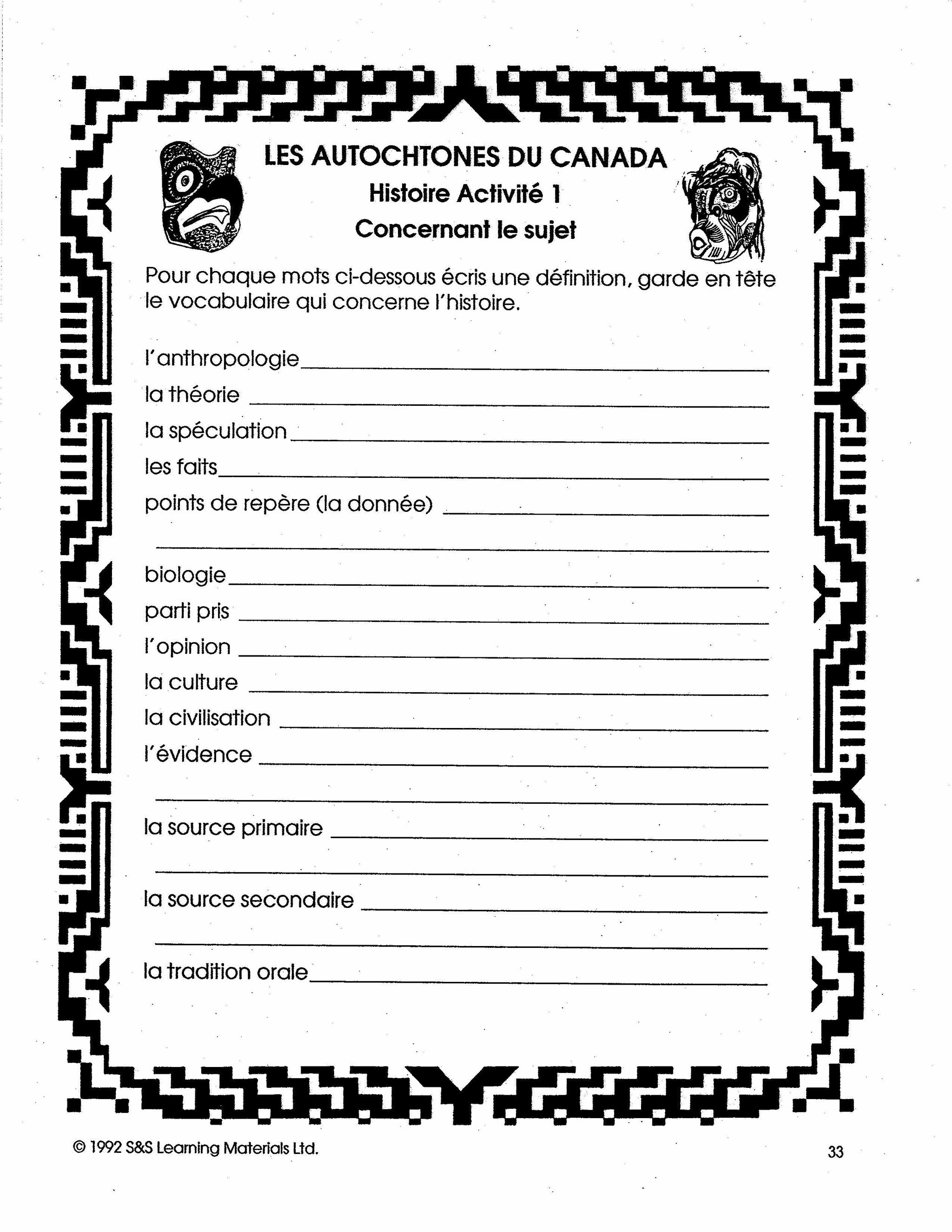 Les autochtones du Canada 7e à 8e année