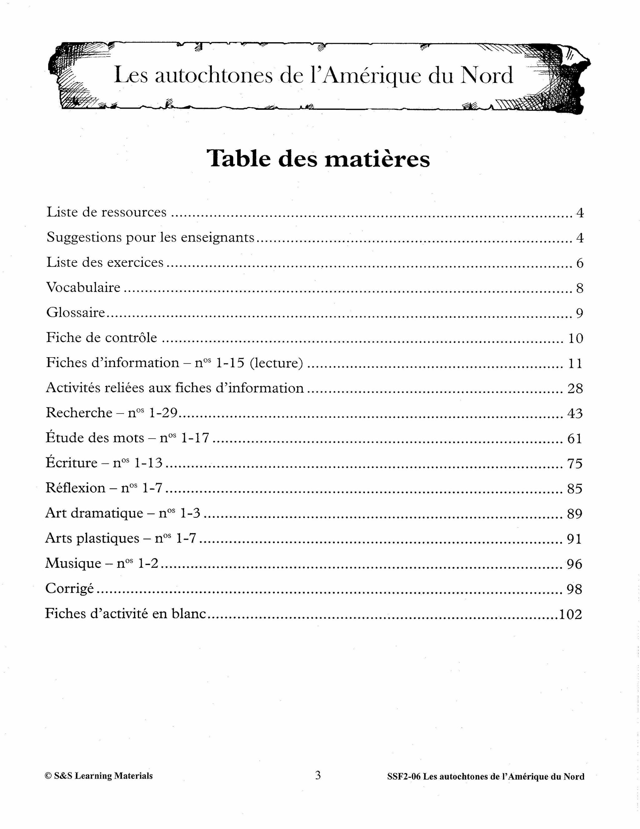 Les autochtones de l'Amérique du Nord 4e à 6e année