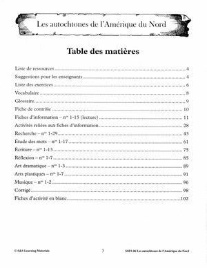 Les autochtones de l'Amérique du Nord 4e à 6e année