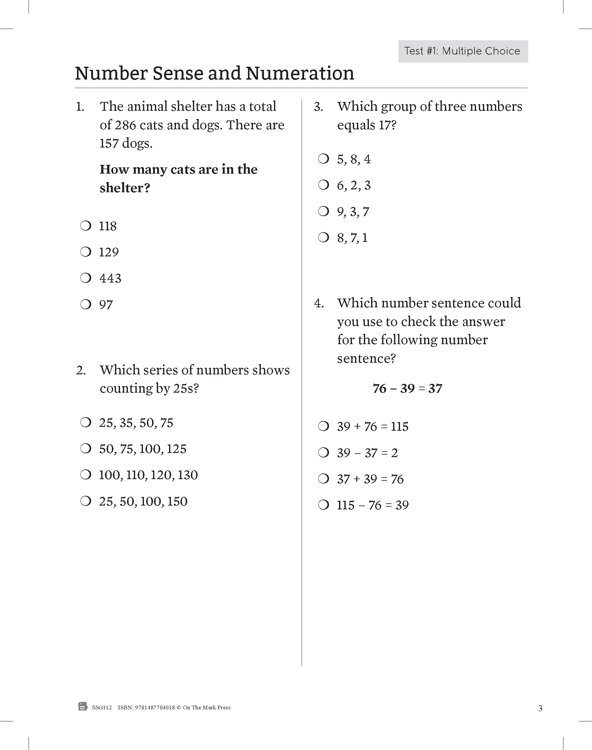 Ontario Grade 3 Math Test Prep Guide