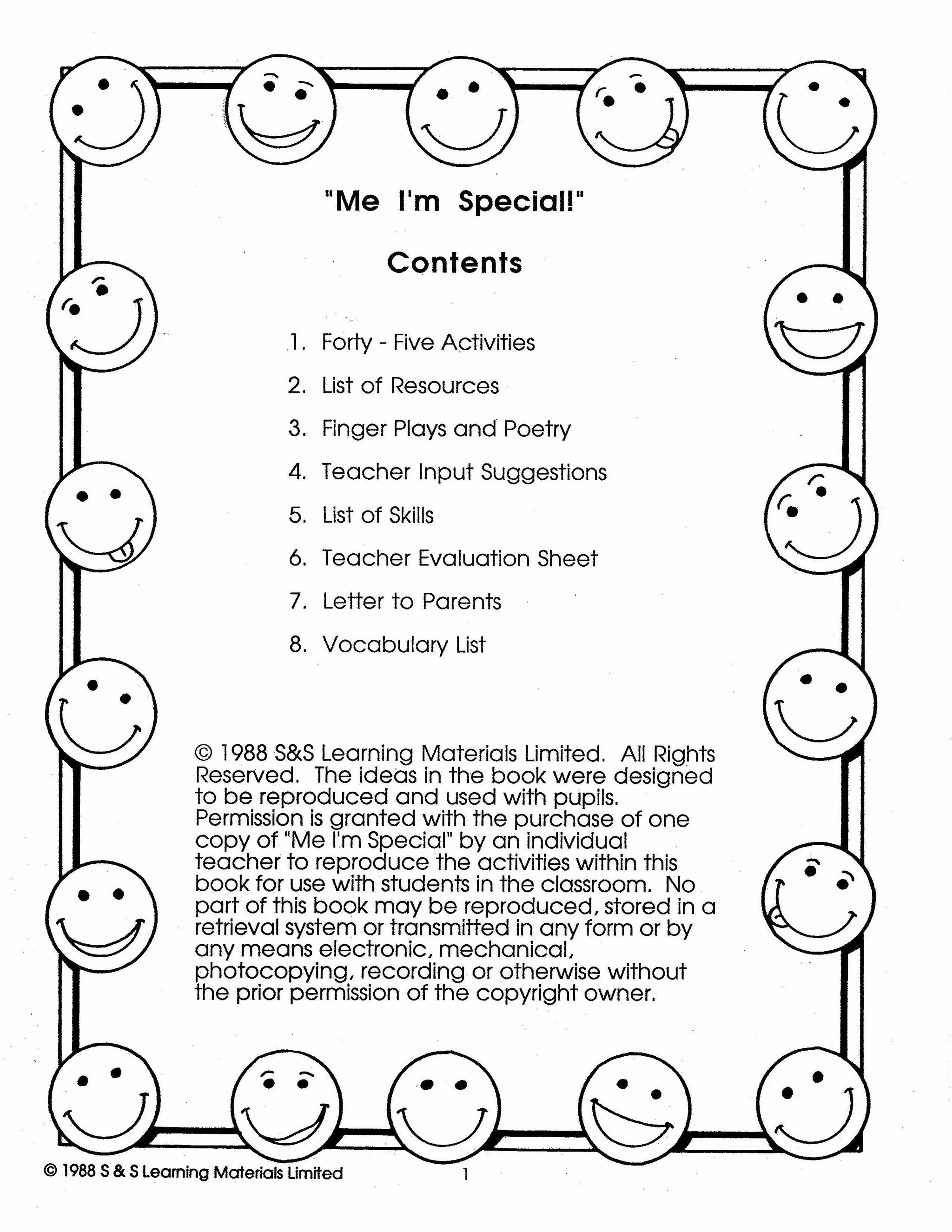 Me I'm Special Grades Preschool to 1