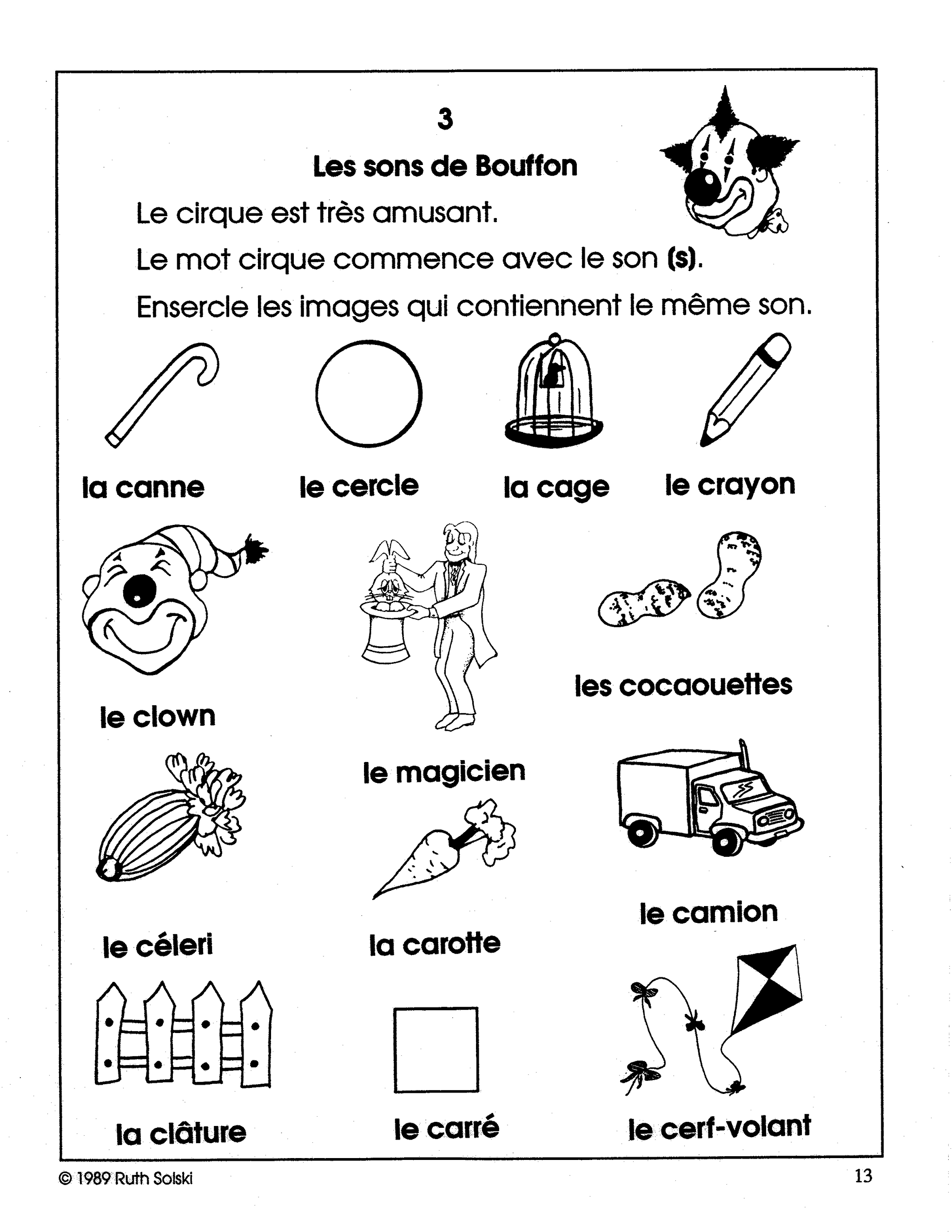 Allons au cirque! 1e à 3e année