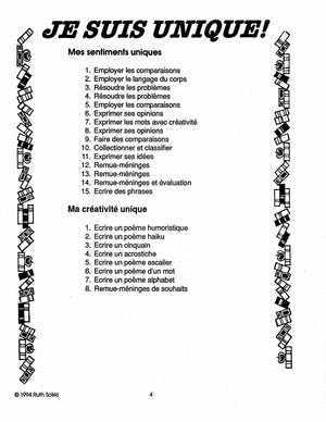 Je suis unique! 4e à 6e année