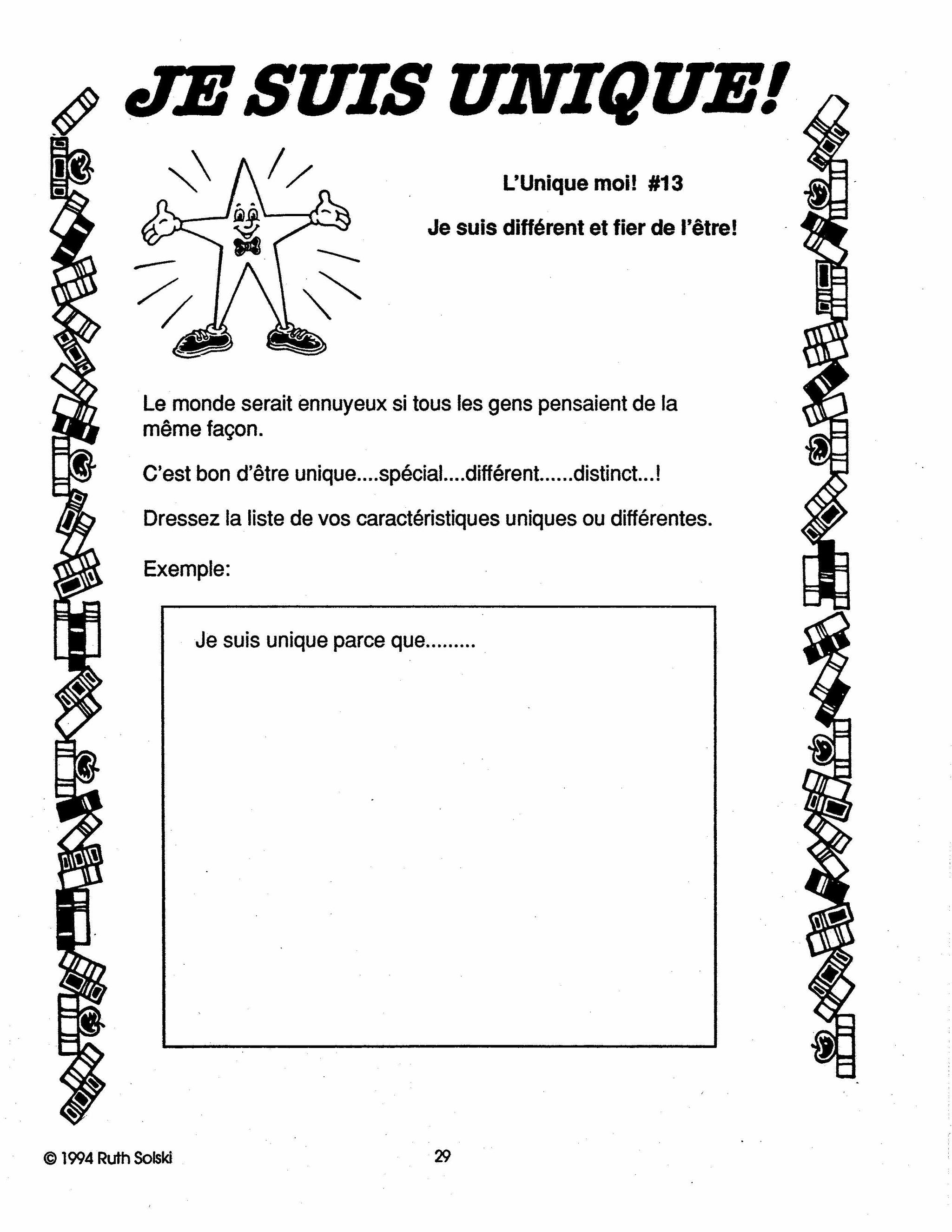 Je suis unique! 4e à 6e année