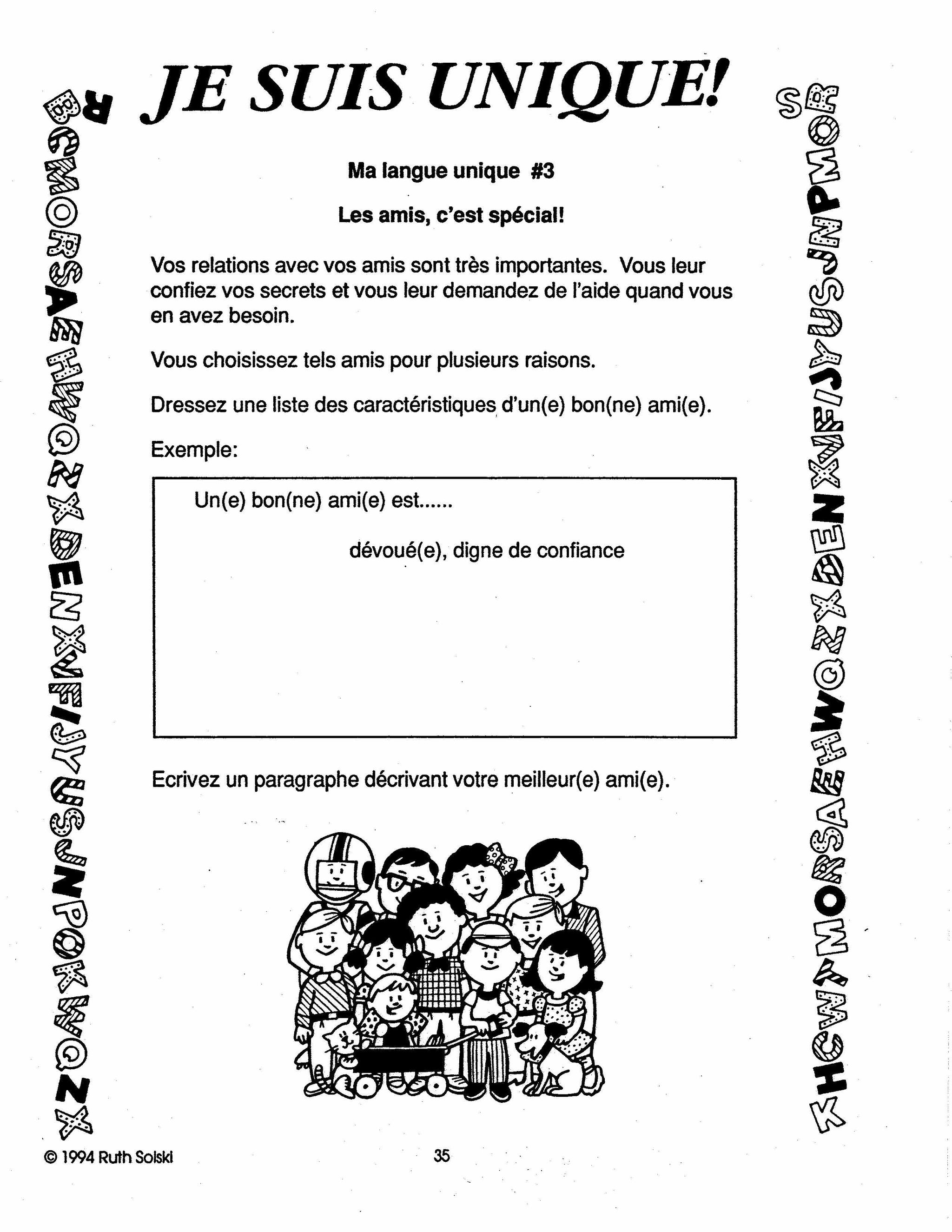 Je suis unique! 4e à 6e année
