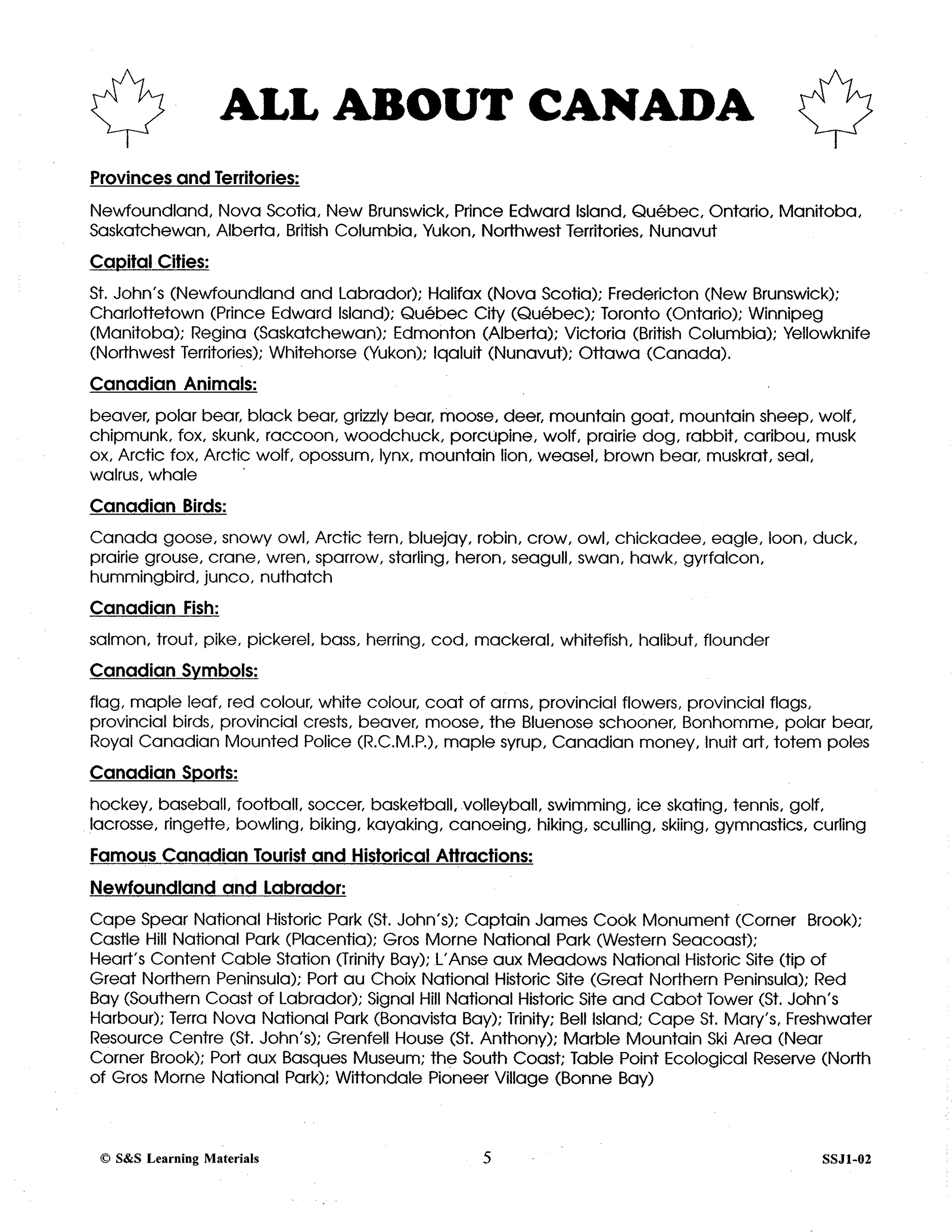 All About Canada Grade 2