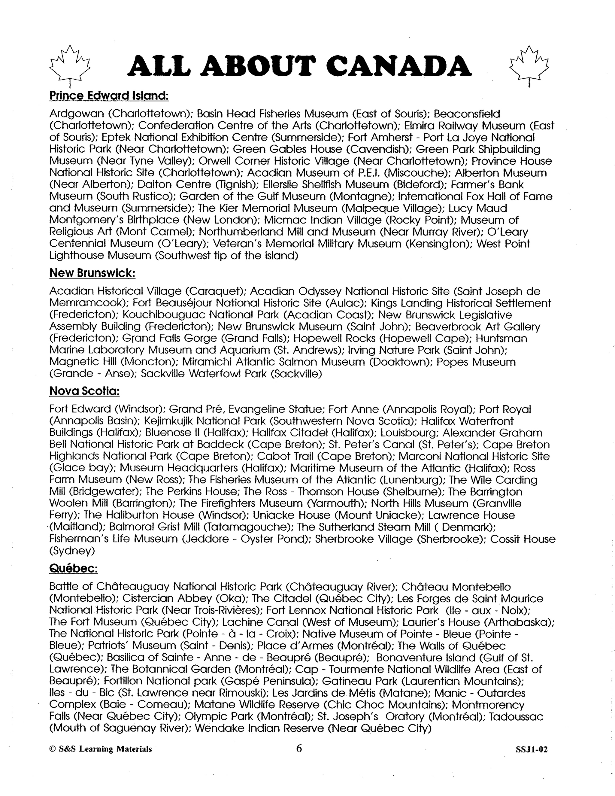 All About Canada Grade 2