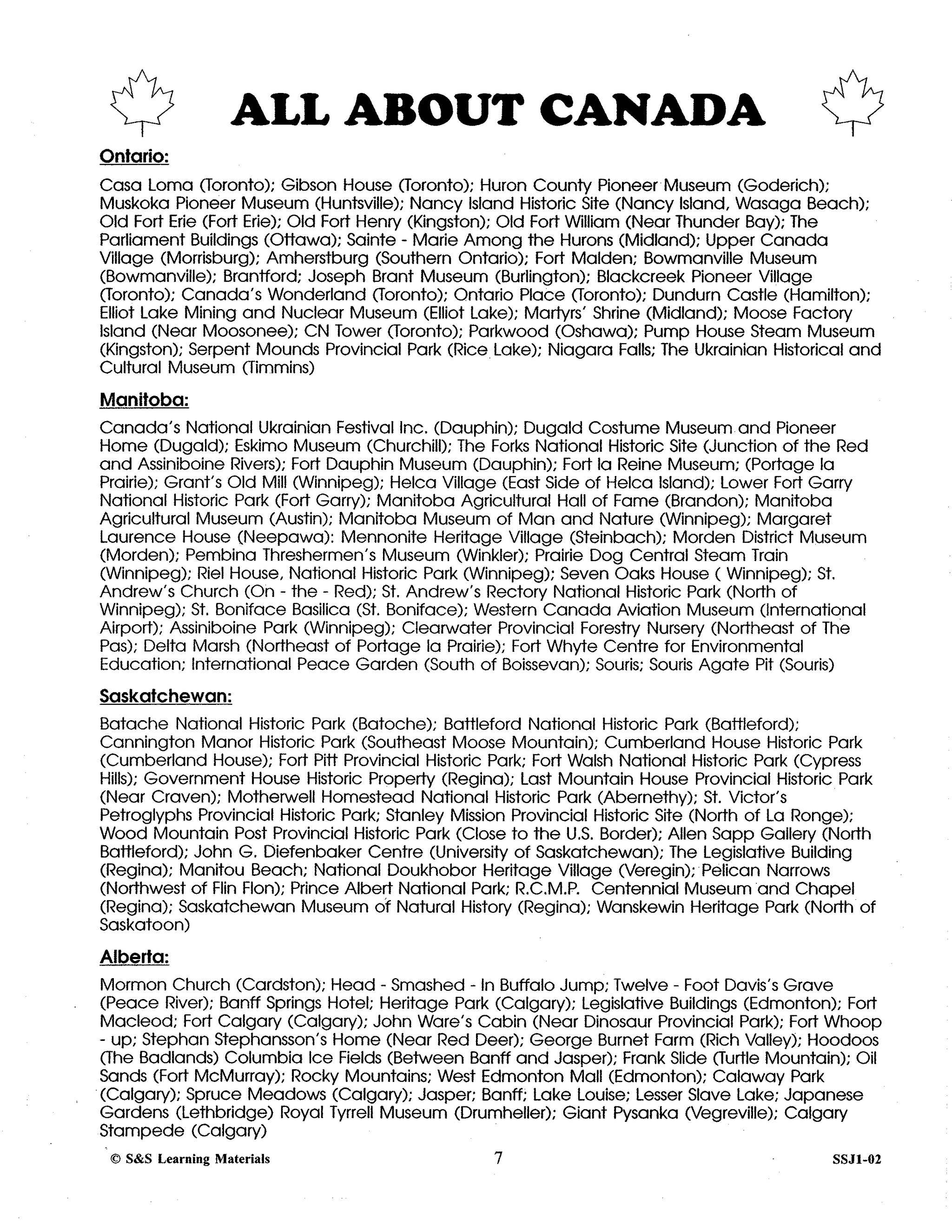 All About Canada Grade 2