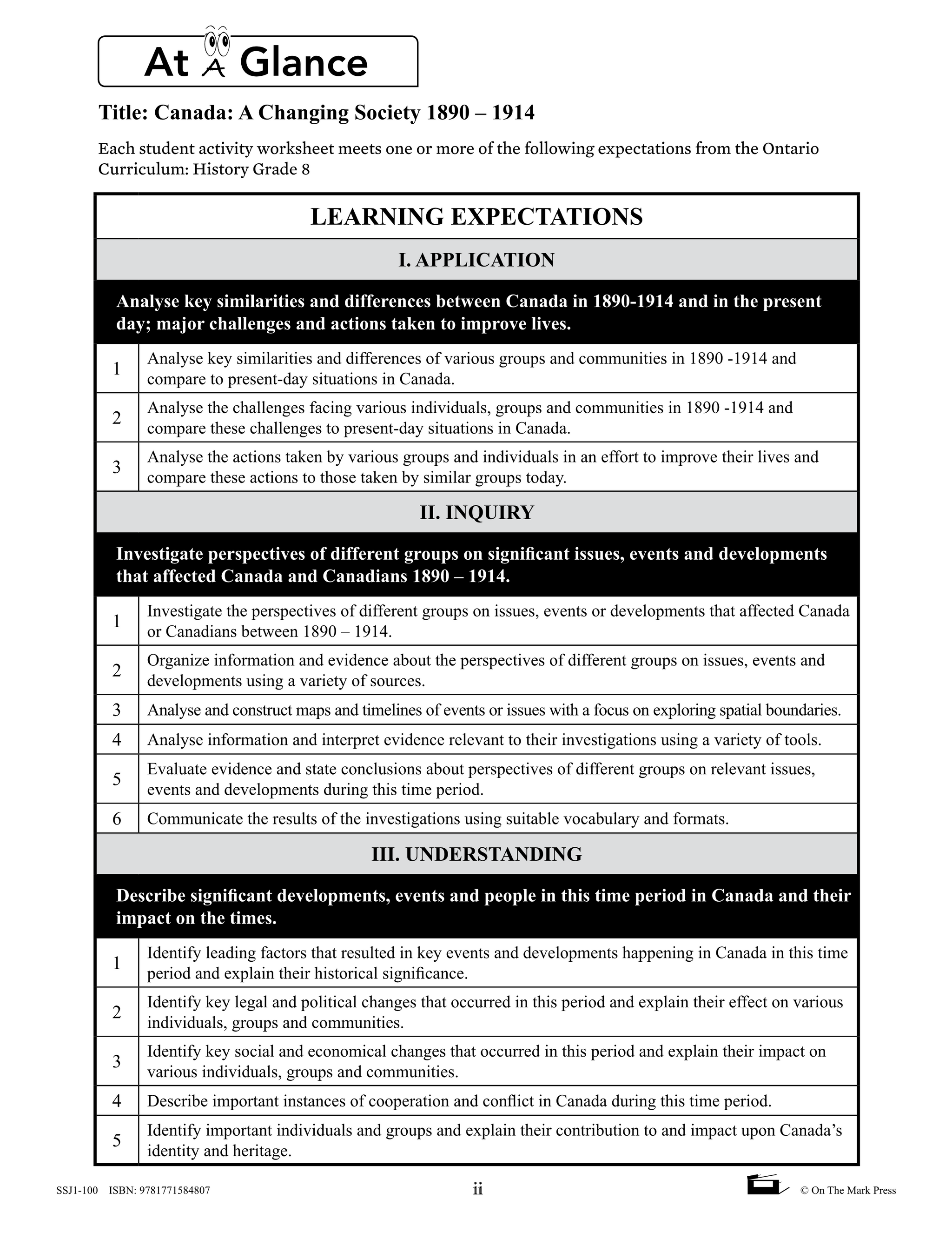 Canada: A Changing Society 1890-1914 Grade 8 Hi/Lo