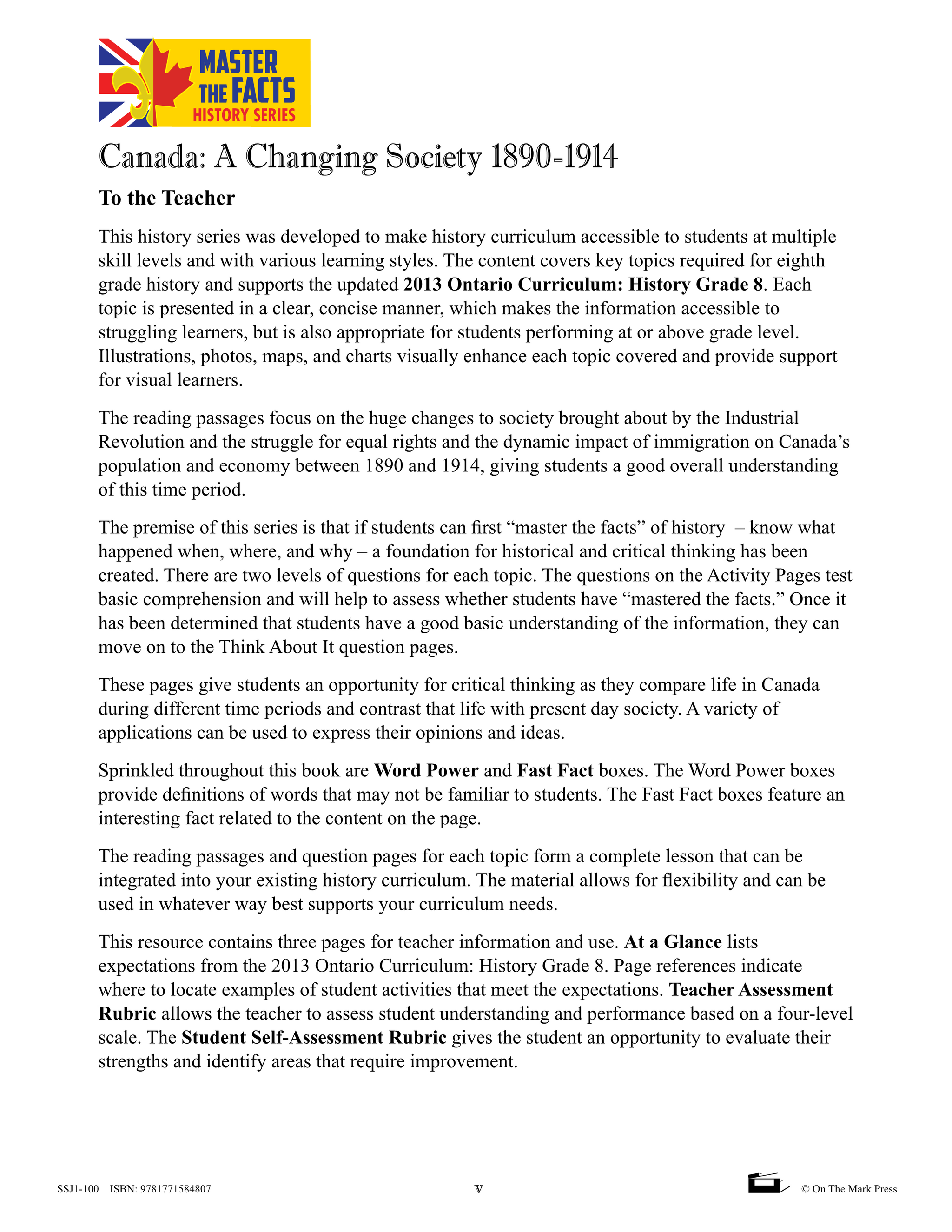 Canada: A Changing Society 1890-1914 Grade 8 Hi/Lo