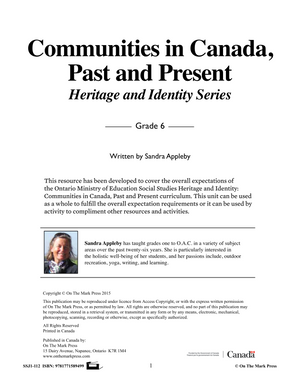 Communities in Canada: Past and Present Grade 6 Ontario Social Studies Curriculum