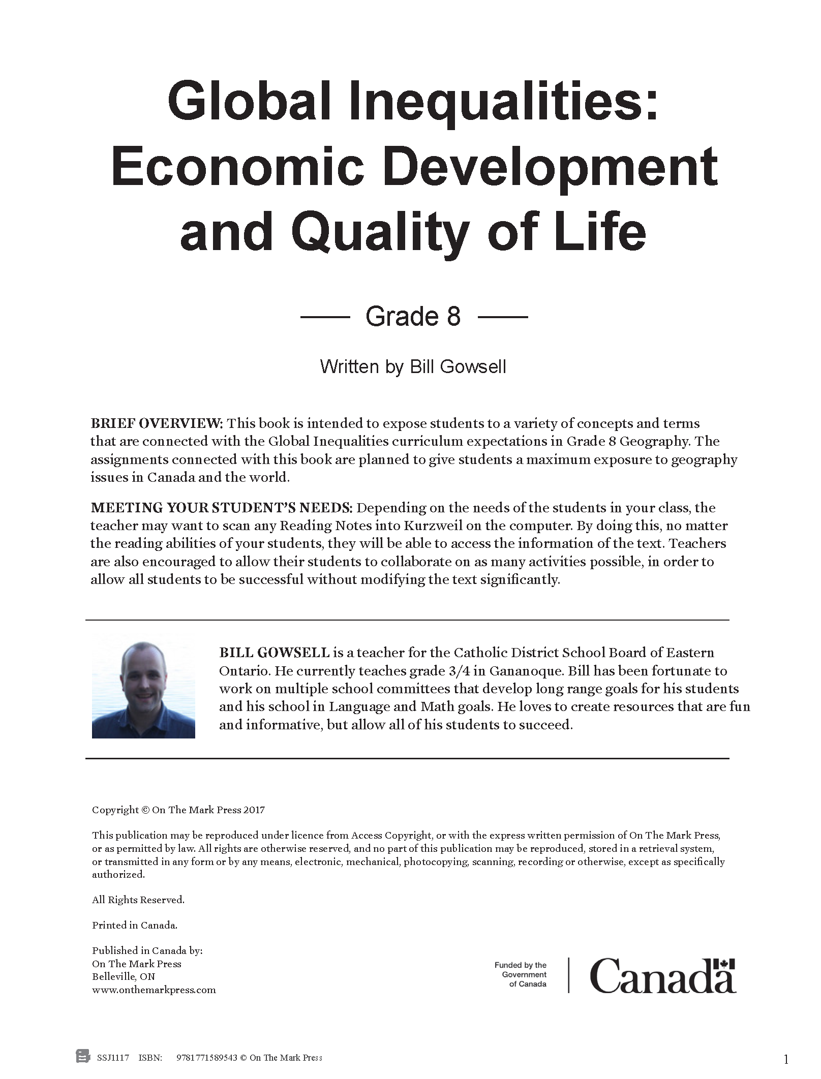 Global Inequalities: Economic Development & Quality of Life Grade 8 Ontario Curriculum
