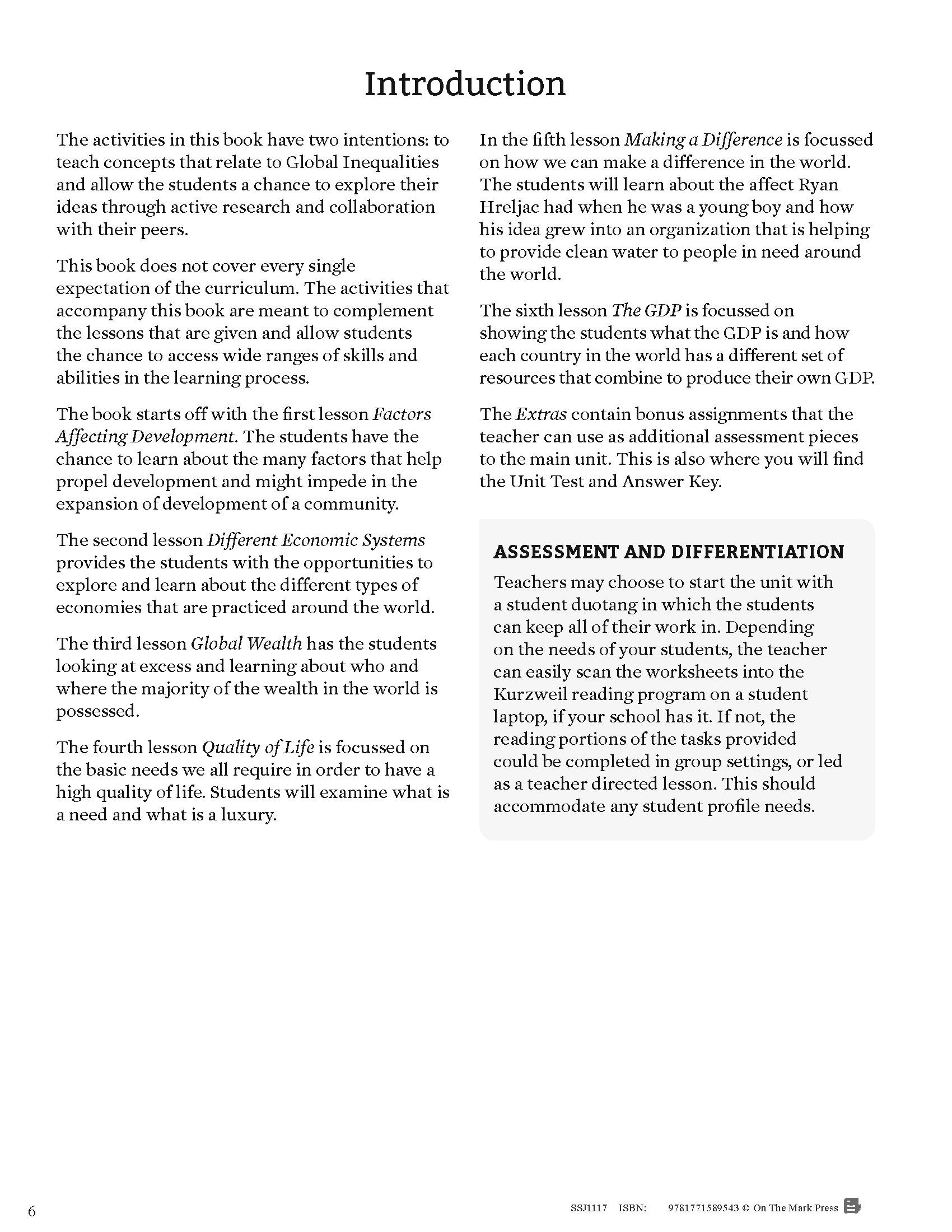 Global Inequalities: Economic Development & Quality of Life Grade 8 Ontario Curriculum