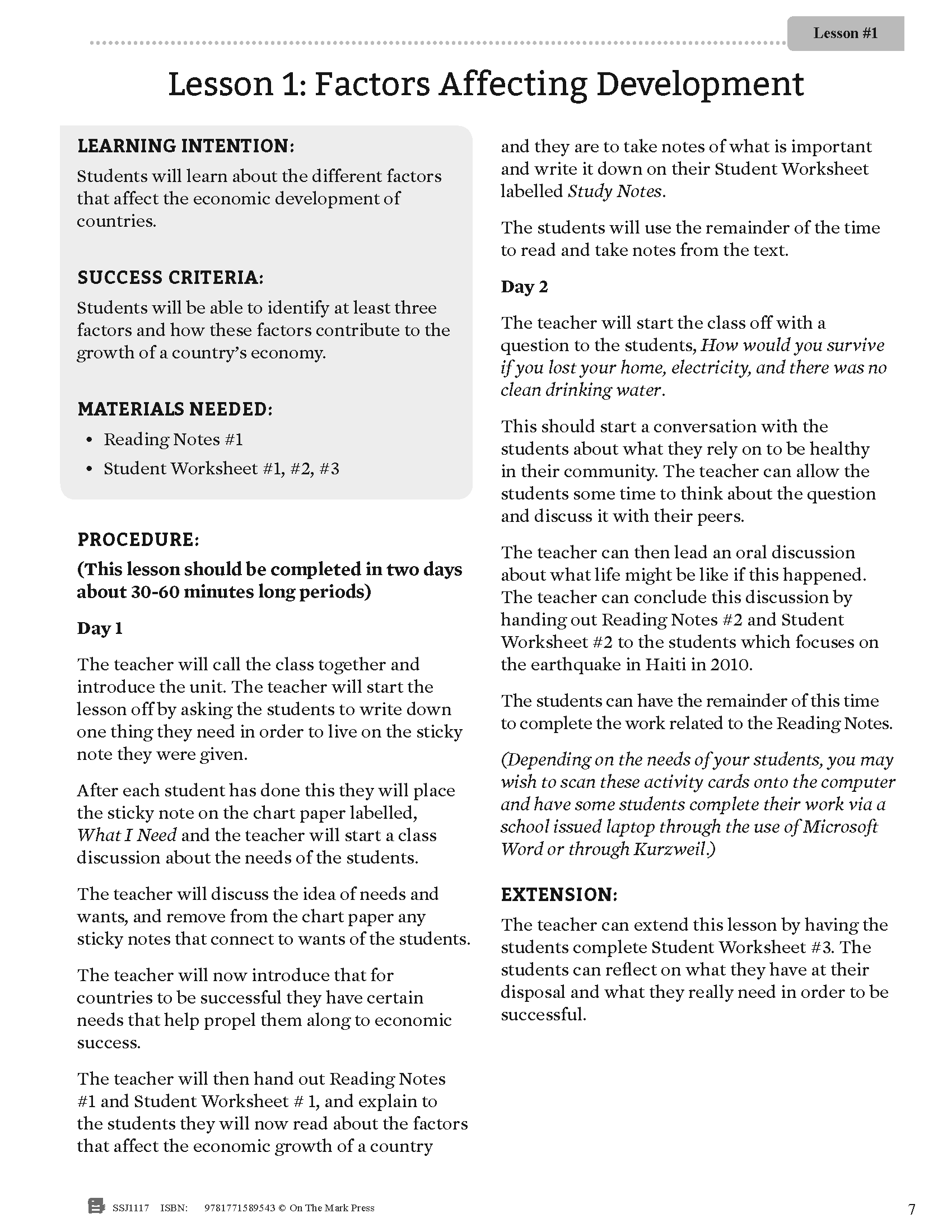 Global Inequalities: Economic Development & Quality of Life Grade 8 Ontario Curriculum