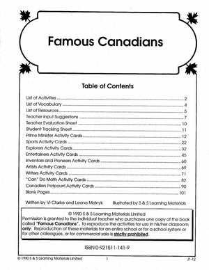 Famous Canadian: Explorers, Writers, Inventors, Pioneers, Sport, Arts, Entertainers, Prime Ministers