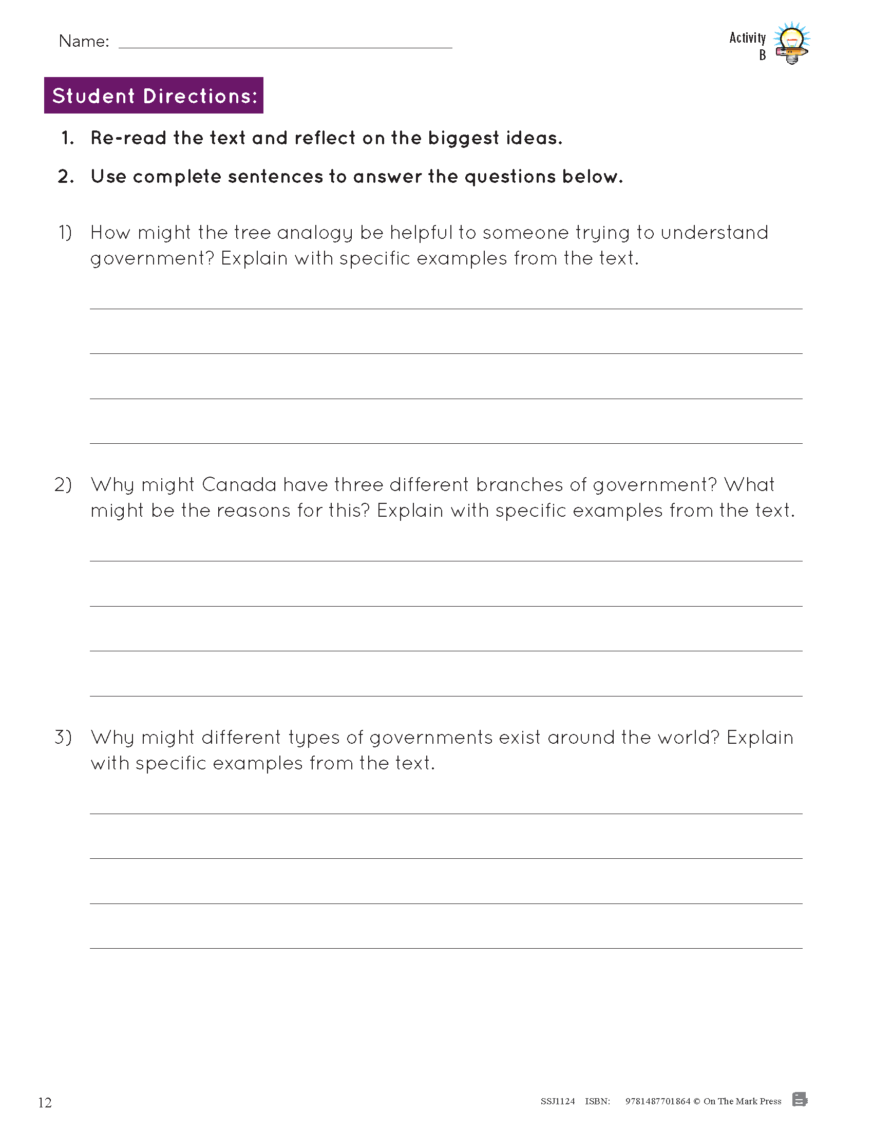 Alberta Grade 6 Social Studies: Government: Rights, Responsibilities & History
