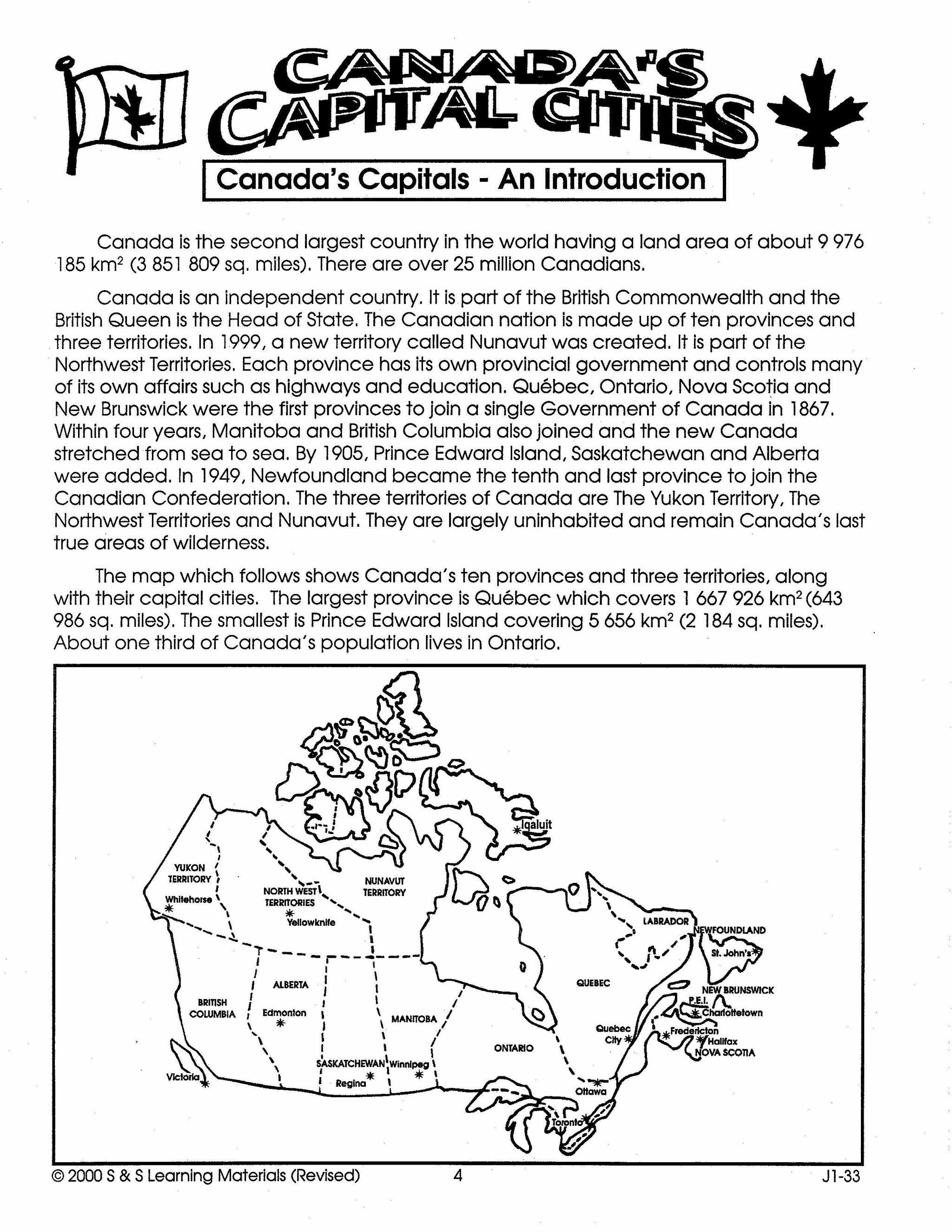 Canada's Capital Cities Grades 4-6