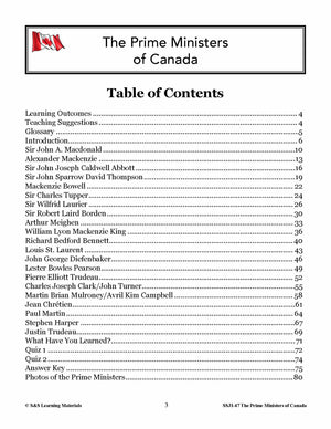 Prime Ministers of Canada Grades 4-8
