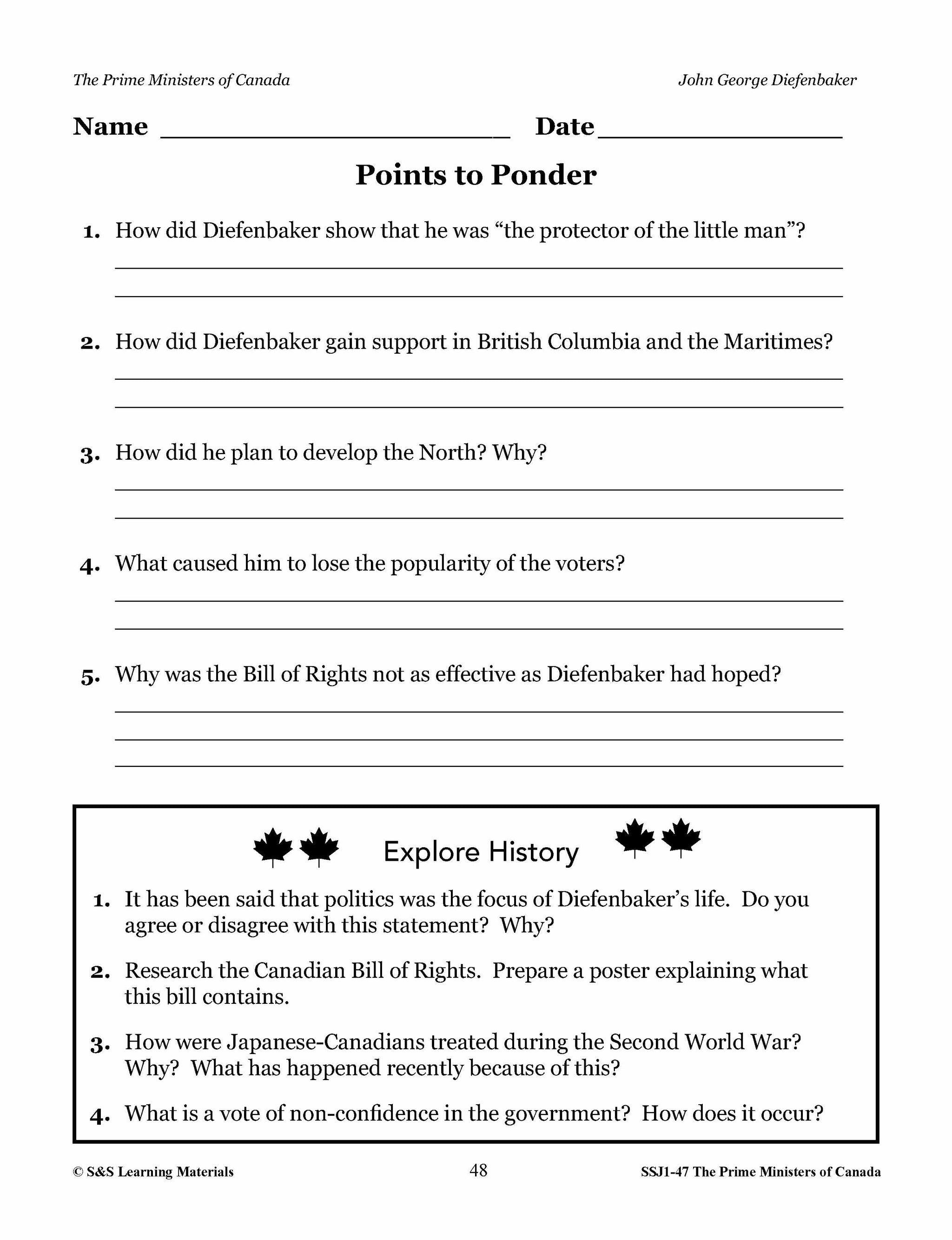 Prime Ministers of Canada Grades 4-8
