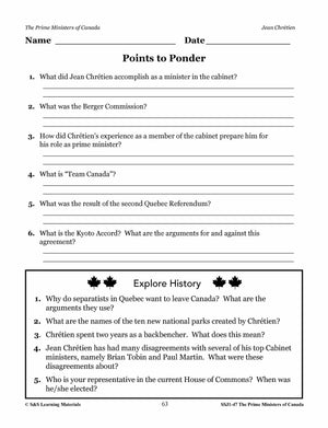 Prime Ministers of Canada Grades 4-8