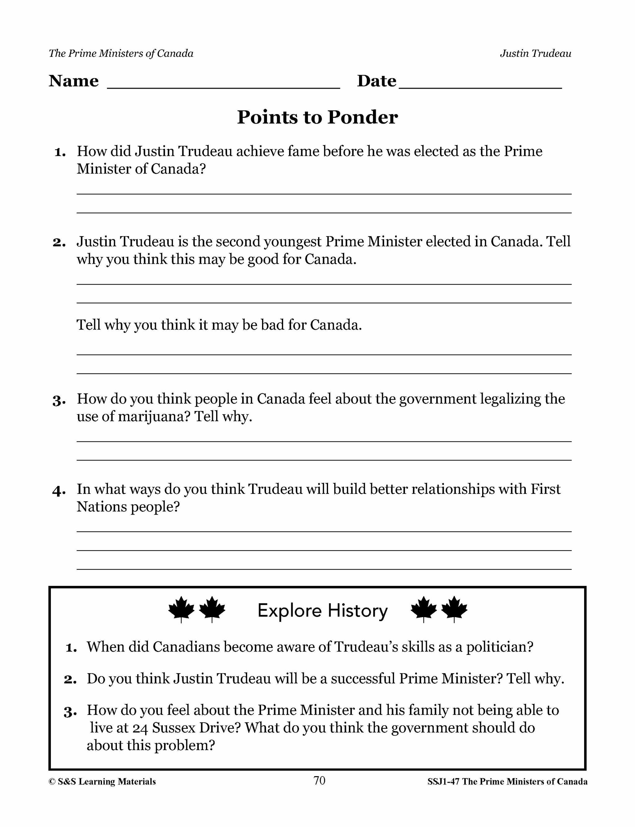 Prime Ministers of Canada Grades 4-8