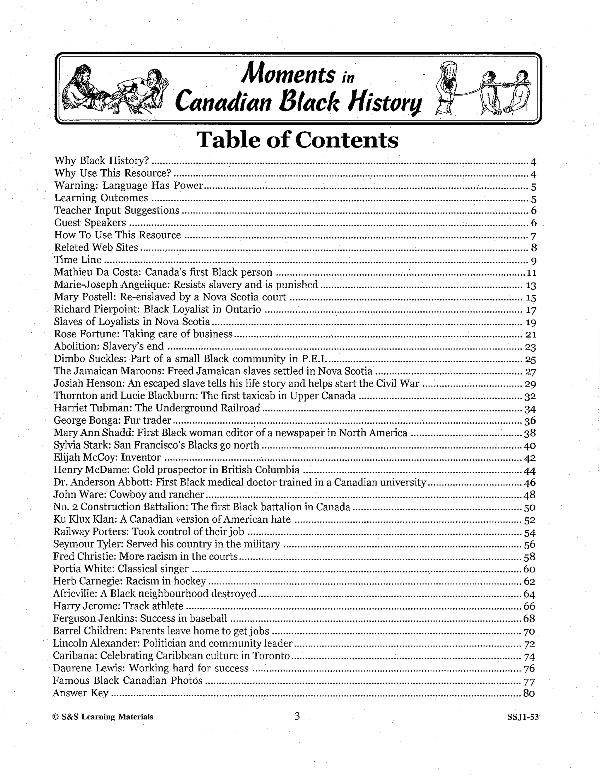 Moments in Canadian Black History Grades 5-8