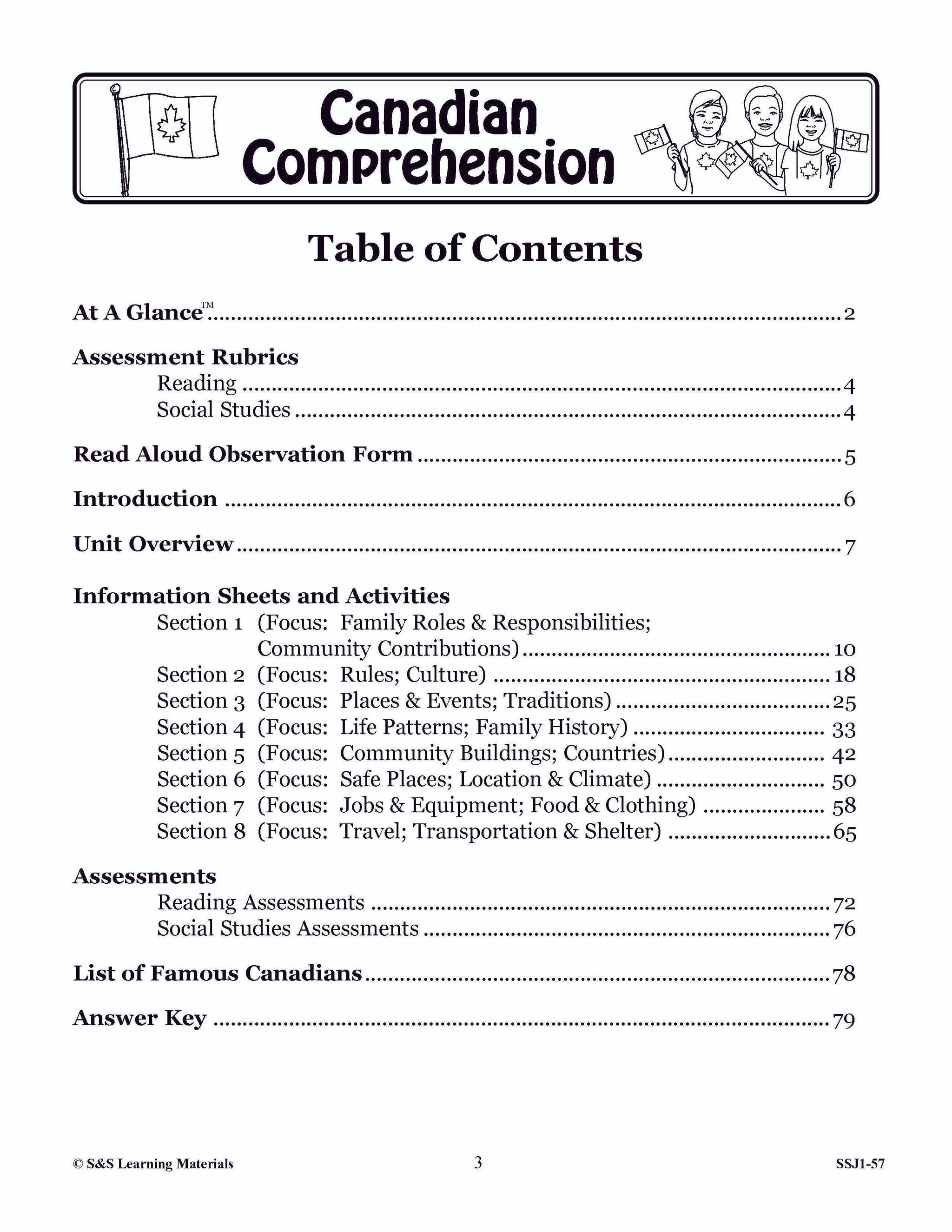 Canadian Comprehension Grades 1-2 (Fiction and NonFiction)