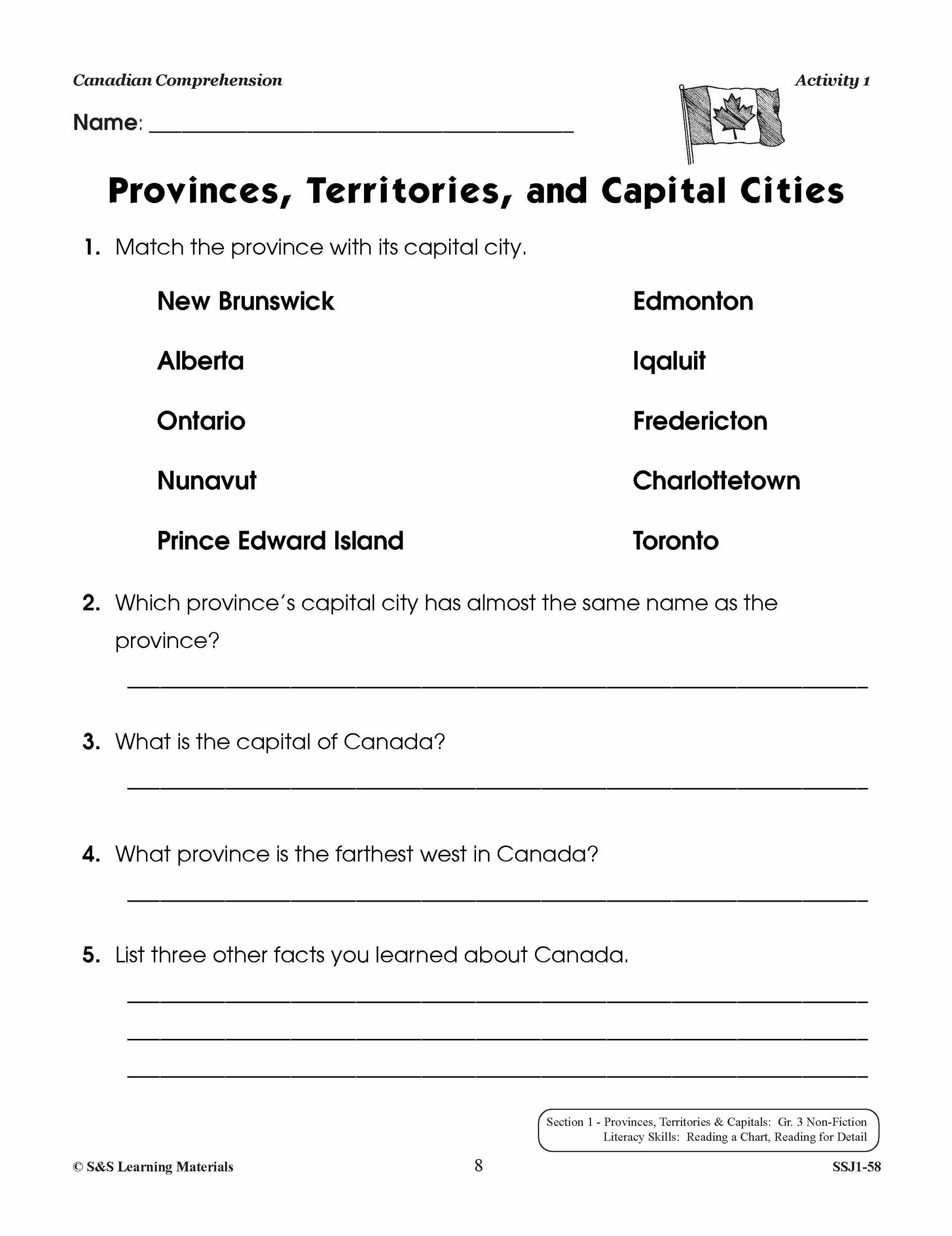Canadian Comprehension Grades 3-4 (Fiction and Nonfiction)