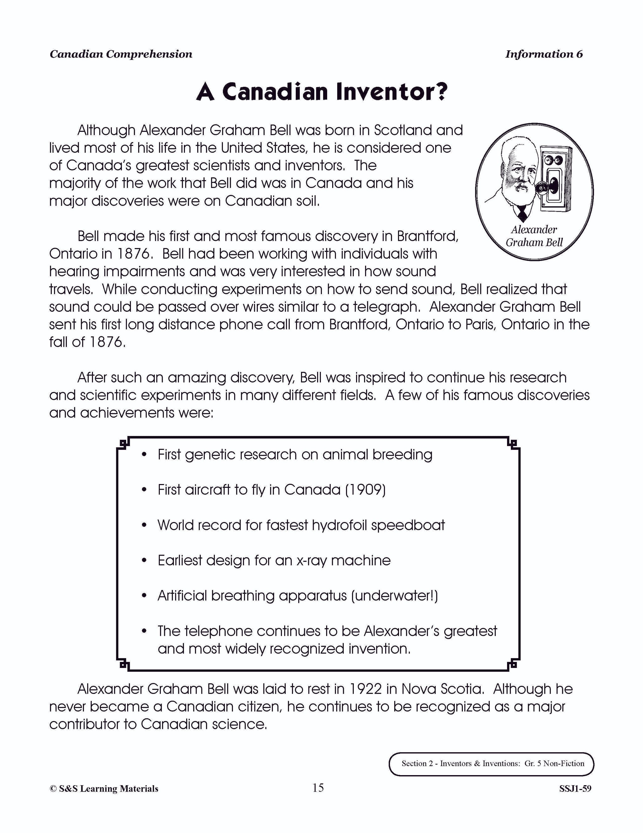 Canadian Comprehension Grades 5-6 (Fiction and NonFiction)