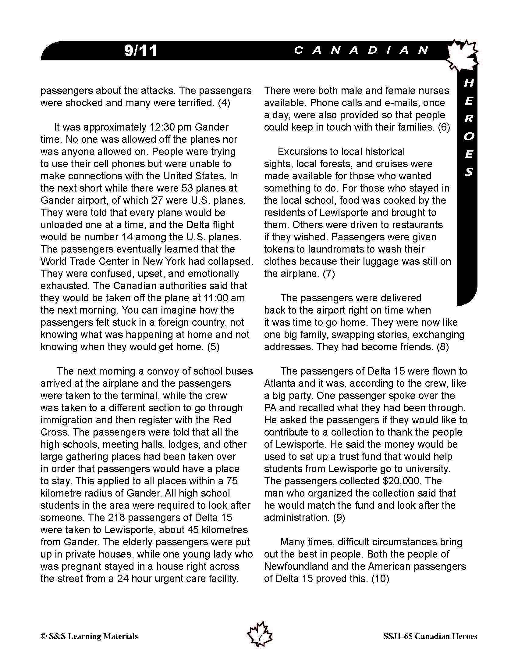 Canadian Heroes Grades 5-8 - everyday heroes in times of disaster, medicine, science, sports and more!