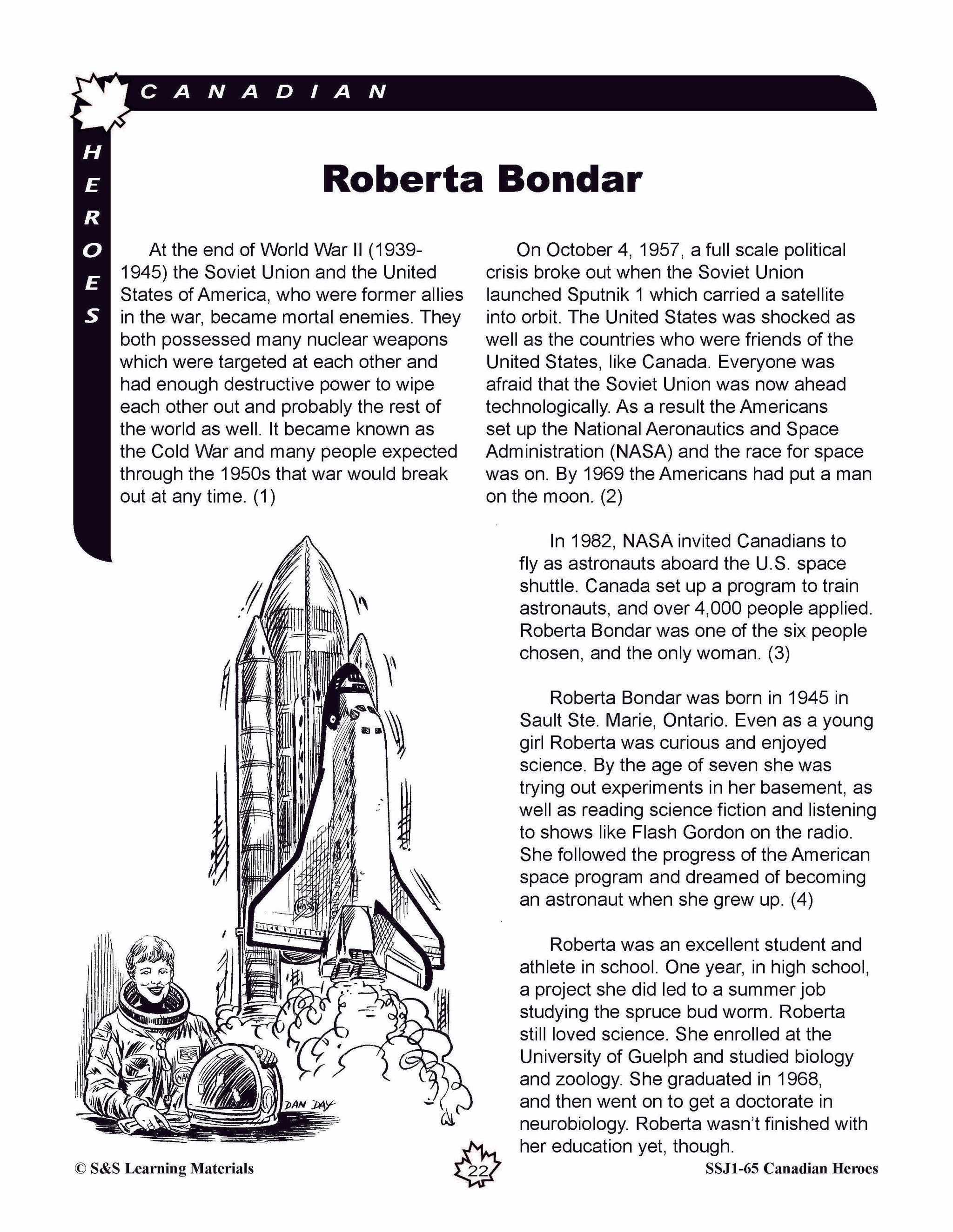 Canadian Heroes Grades 5-8 - everyday heroes in times of disaster, medicine, science, sports and more!