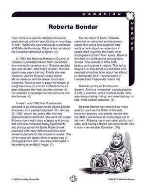 Canadian Heroes Grades 5-8 - everyday heroes in times of disaster, medicine, science, sports and more!