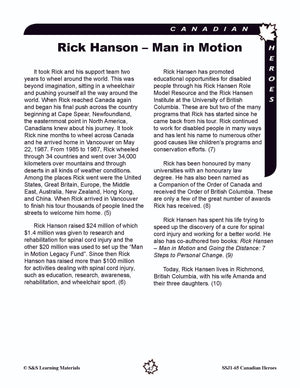 Canadian Heroes Grades 5-8 - everyday heroes in times of disaster, medicine, science, sports and more!