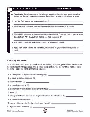 Canadian Heroes Grades 5-8 - everyday heroes in times of disaster, medicine, science, sports and more!