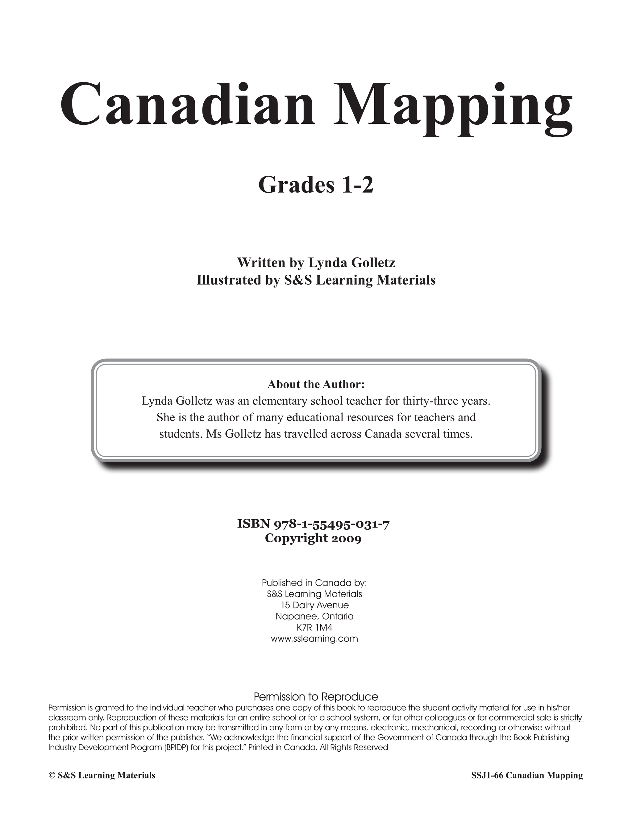 Canadian Mapping Skills: An Introduction to Mapping Grades 1-2