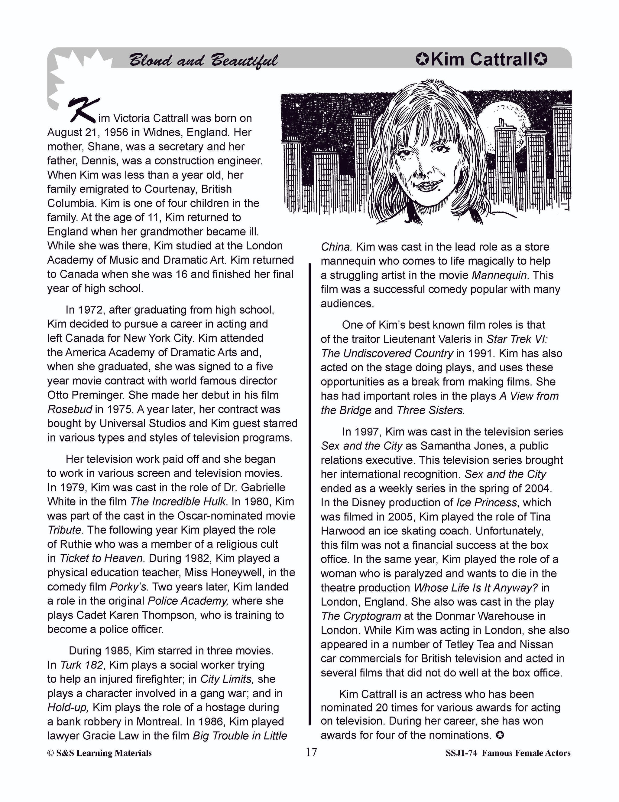 Famous Canadian Male Actors Non Fiction Reading Grades 4-8