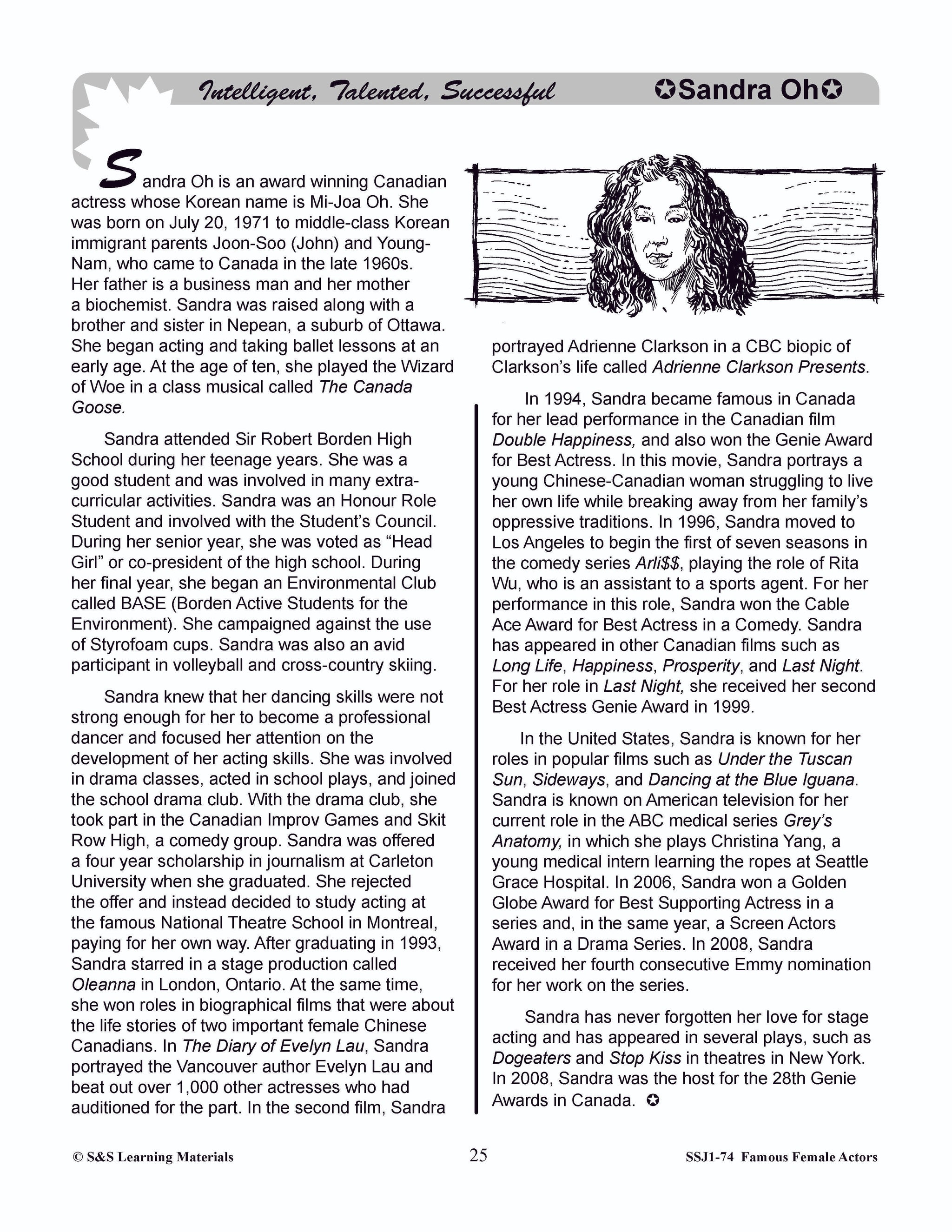 Famous Canadian Male Actors Non Fiction Reading Grades 4-8