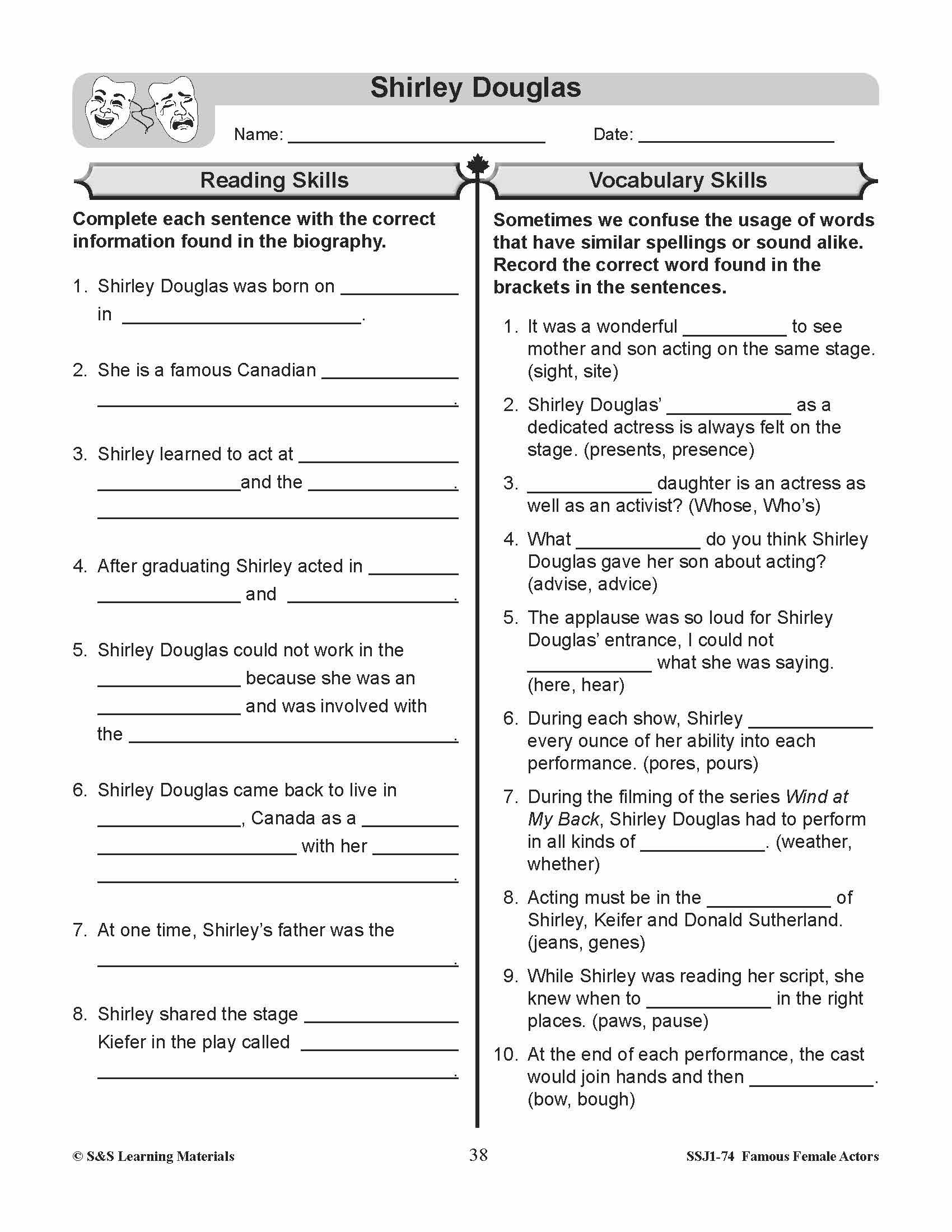 Famous Canadian Male Actors Non Fiction Reading Grades 4-8