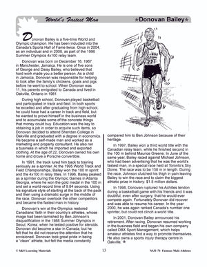 Famous Canadian Male Athletes Non Fiction Reading Grades 4-8