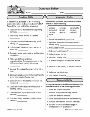 Famous Canadian Male Athletes Non Fiction Reading Grades 4-8